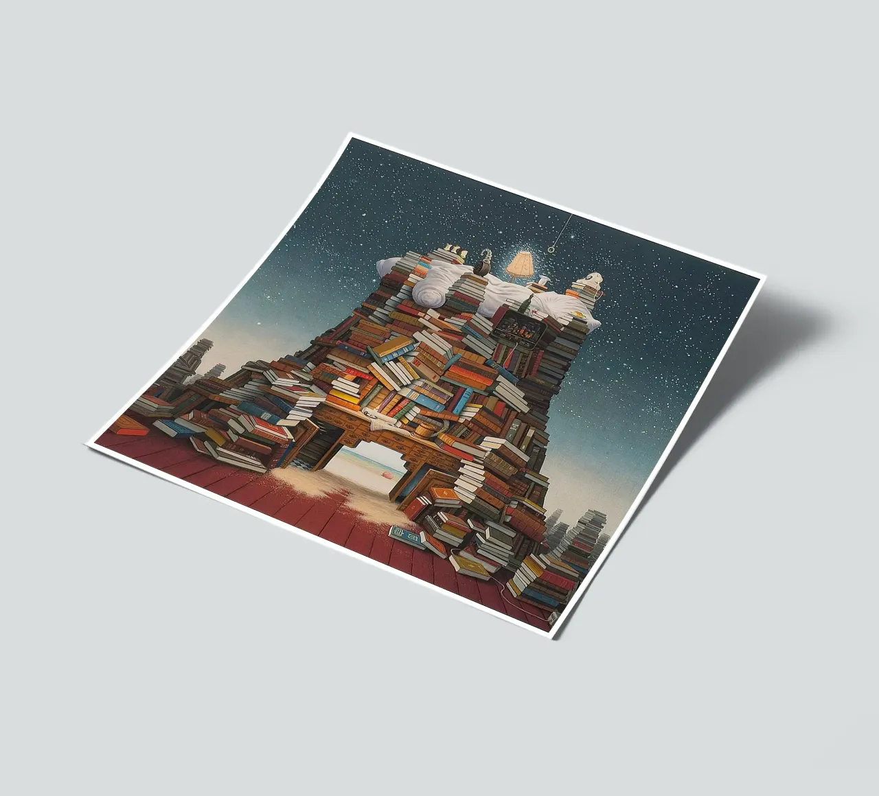 Lecture de nuit par Jacek Yerka planche autocollant de Trudeau Art Galley