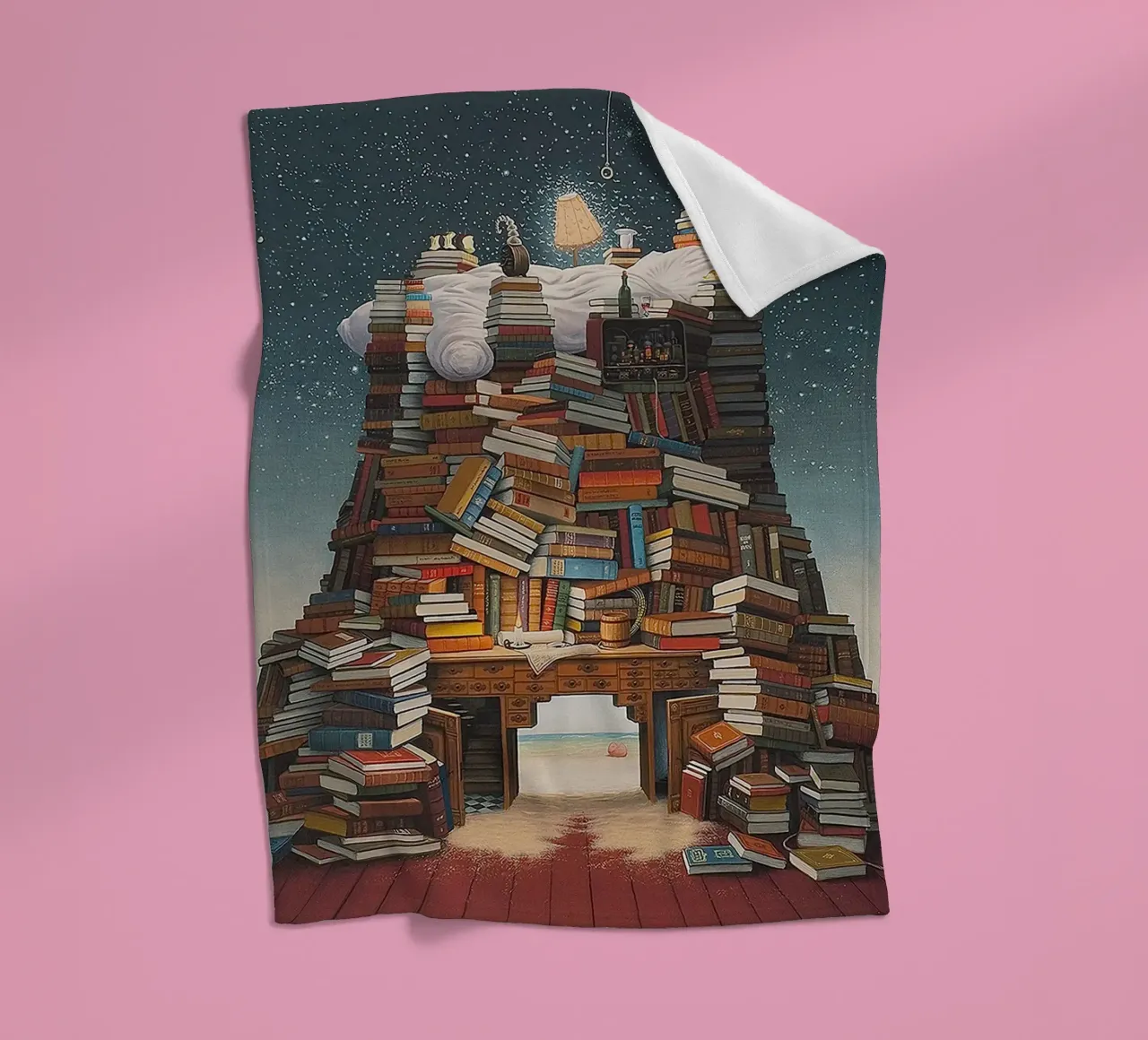 Night Reading By Jacek Yerka fleece blanket by Trudeau Art Galley