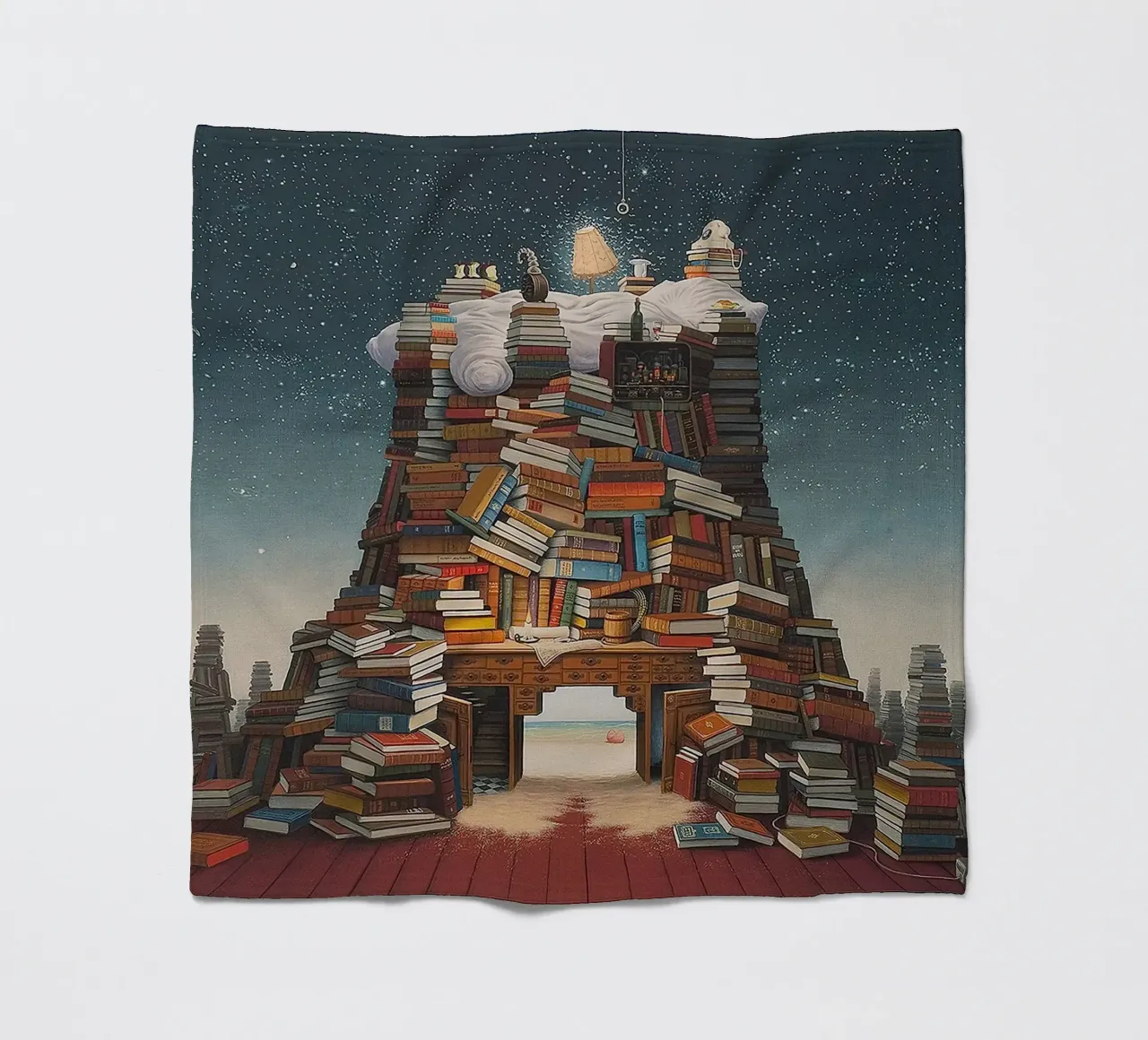 Night Reading By Jacek Yerka fleece blanket by Trudeau Art Galley