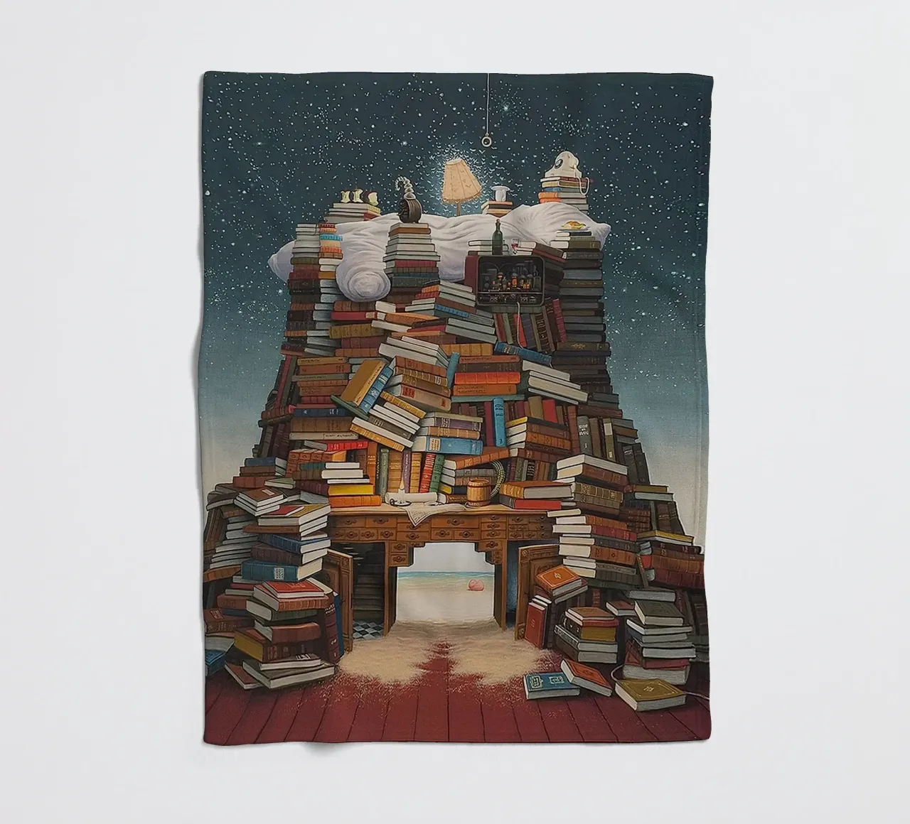 Night Reading By Jacek Yerka fleece blanket by Trudeau Art Galley