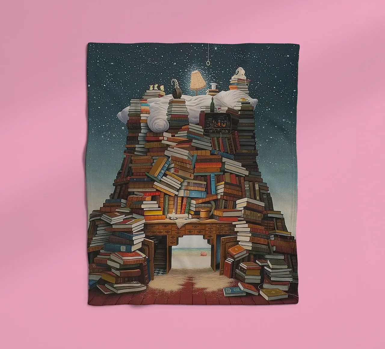 Night Reading By Jacek Yerka fleece blanket by Trudeau Art Galley