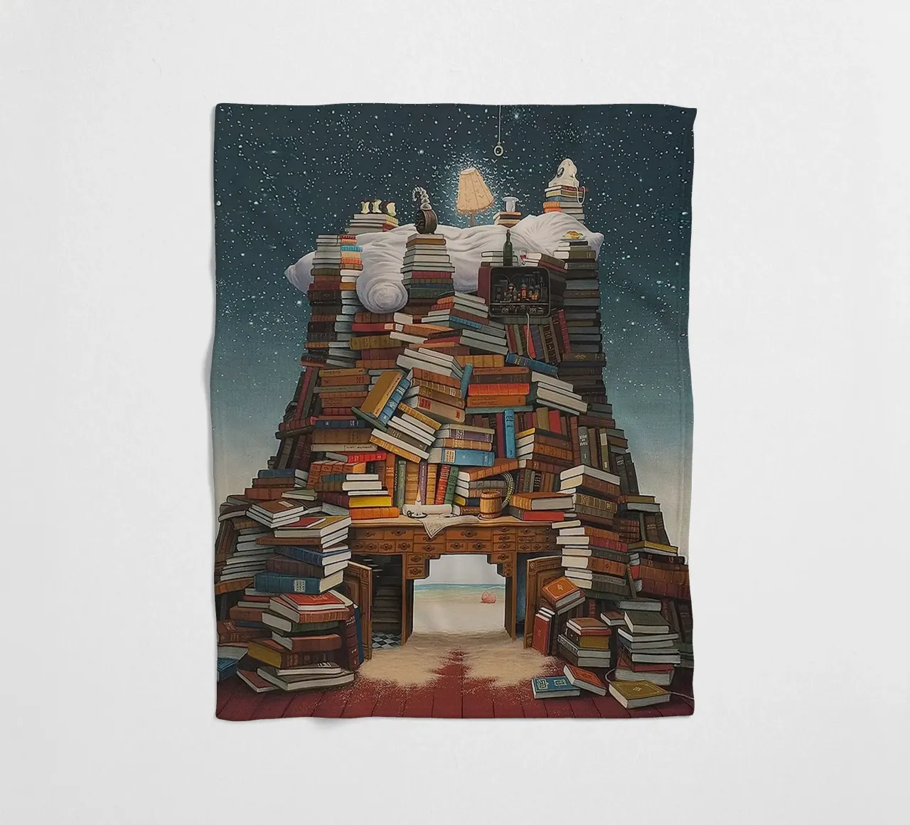 Night Reading By Jacek Yerka fleece blanket by Trudeau Art Galley