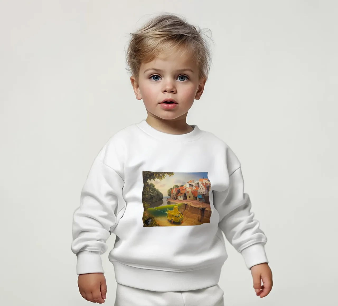 River in The Village By Jacek Yerka baby sweatshirt by Trudeau Art Galley