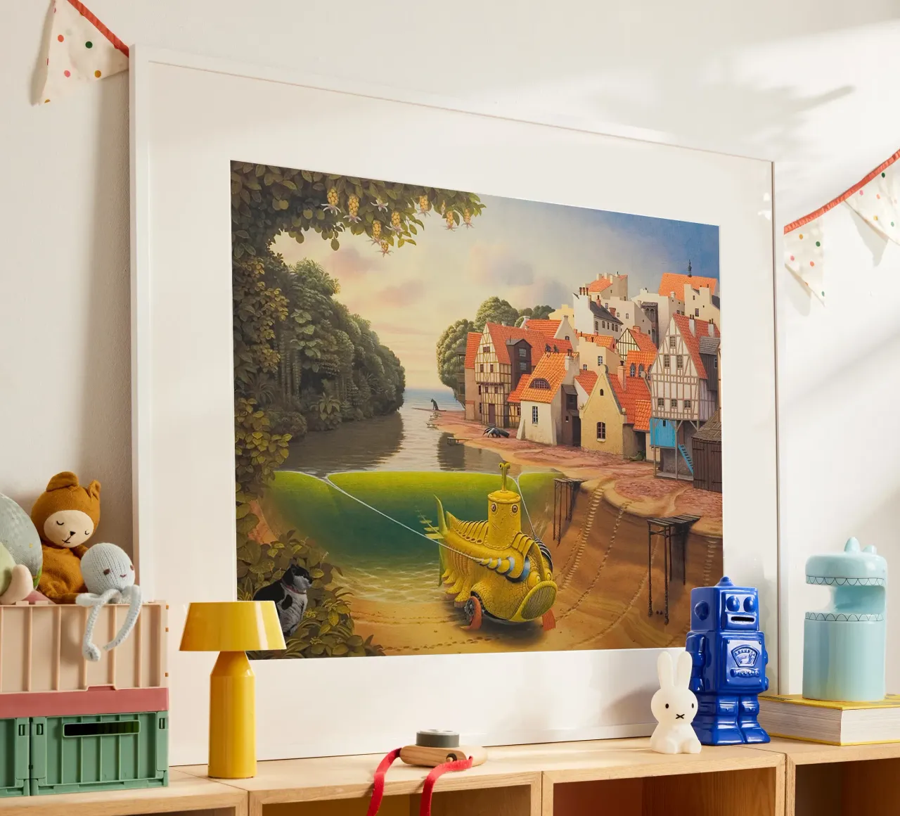 Il fiume nel villaggio di Jacek Yerka poster da Trudeau Art Galley