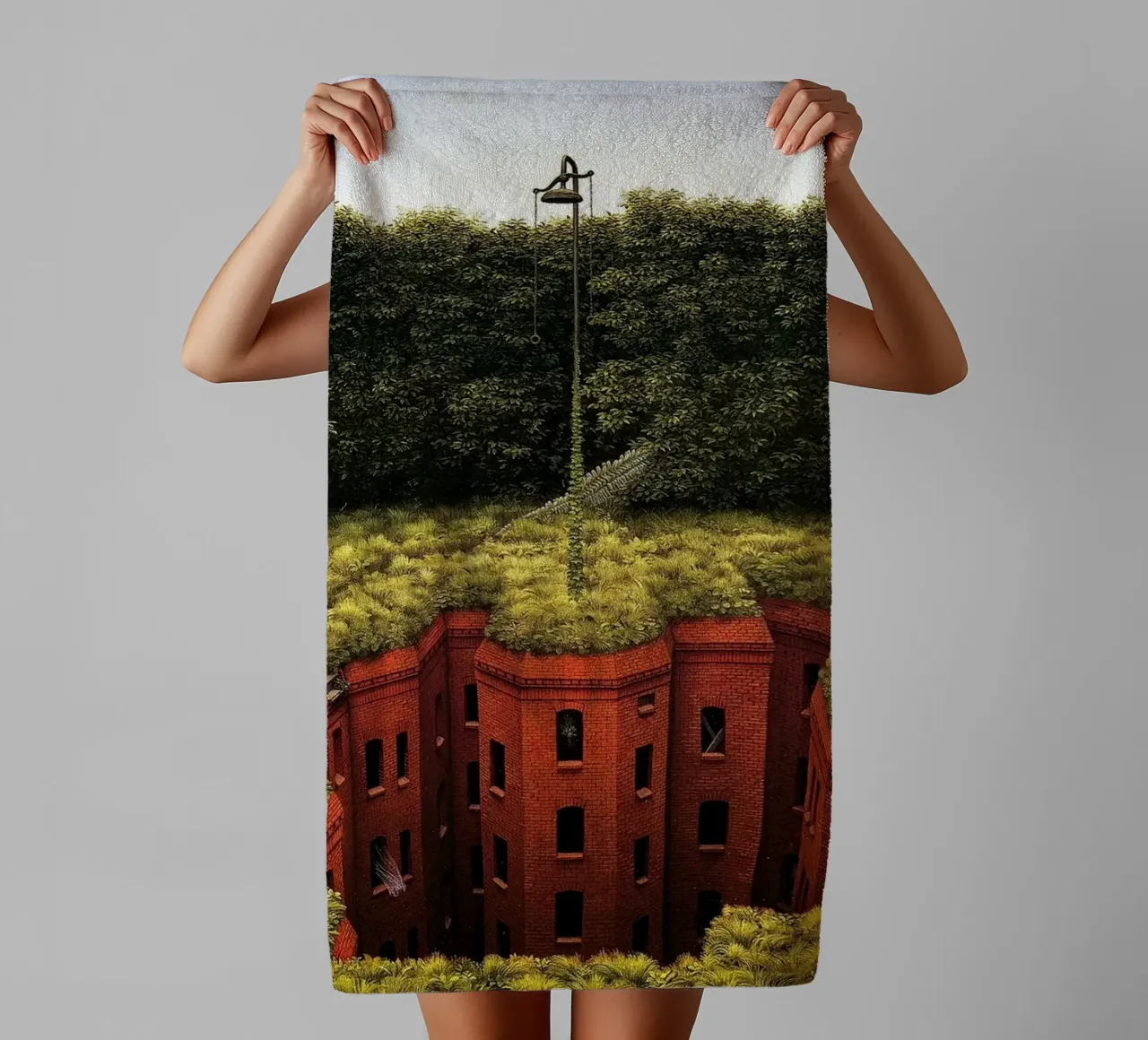 Estate in città di Jacek Yerka asciugamano da bagno da Trudeau Art Galley