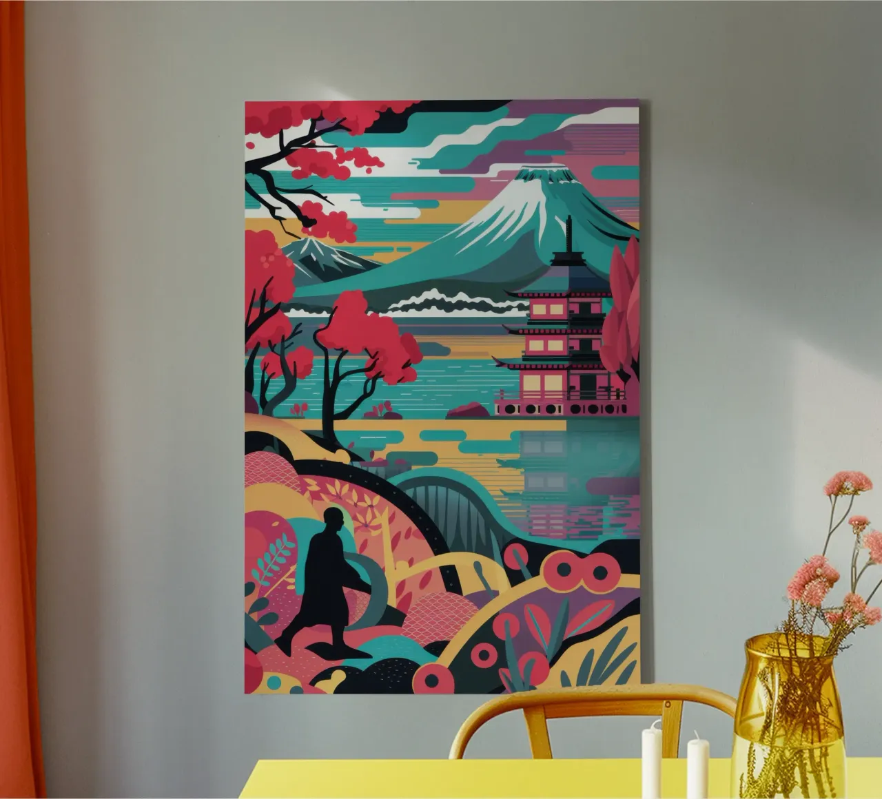 Levendig Fuji droomlandschap canvas met Baklijst van Veil Maya