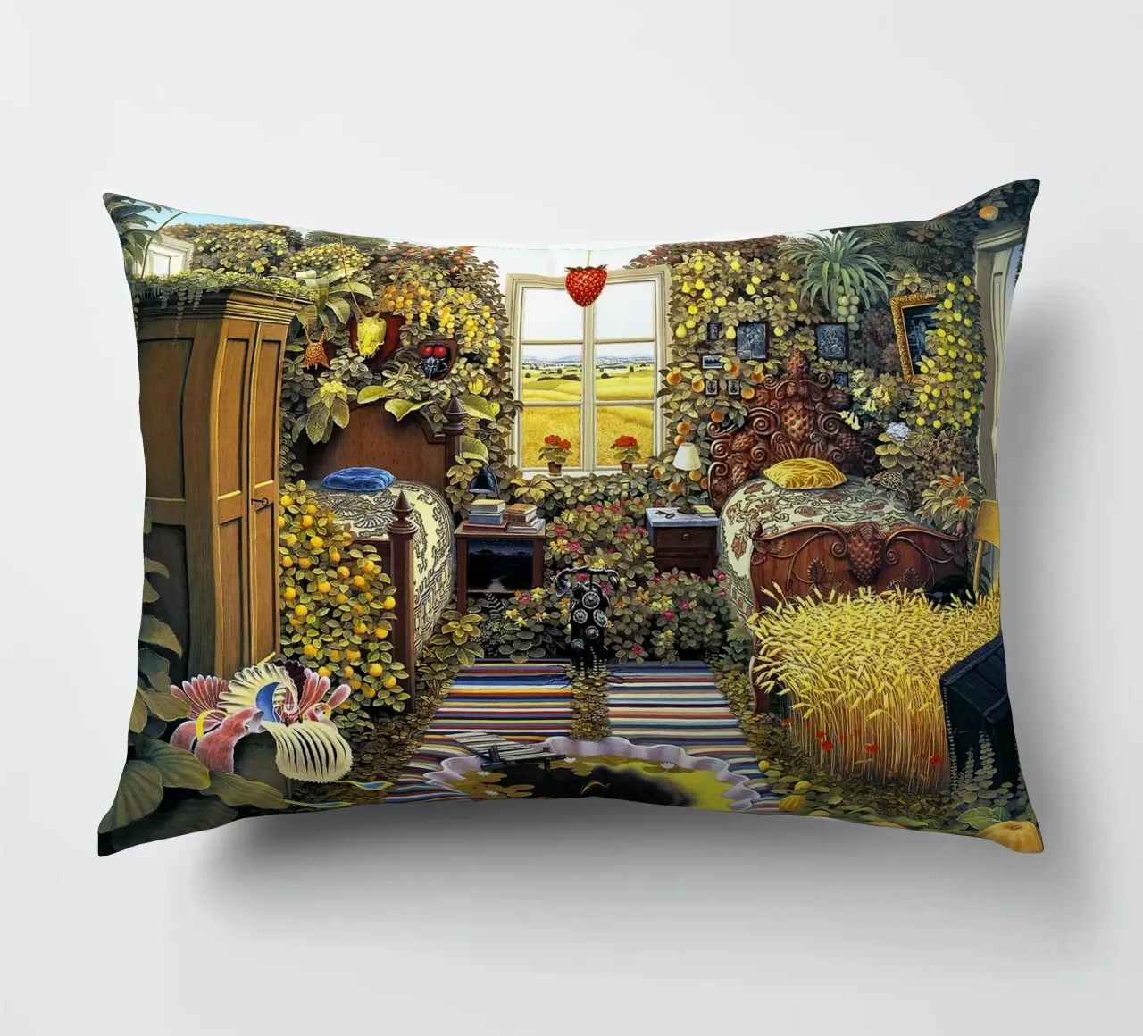 Domenica mattina di Jacek Yerka cuscino da Trudeau Art Galley