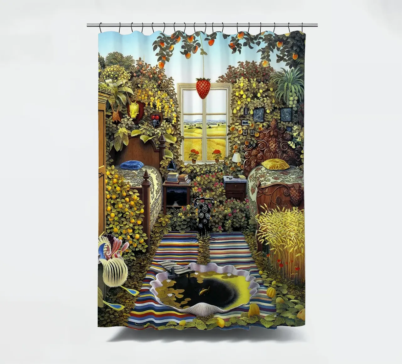 Sunday Morning By Jacek Yerka shower curtain by Trudeau Art Galley