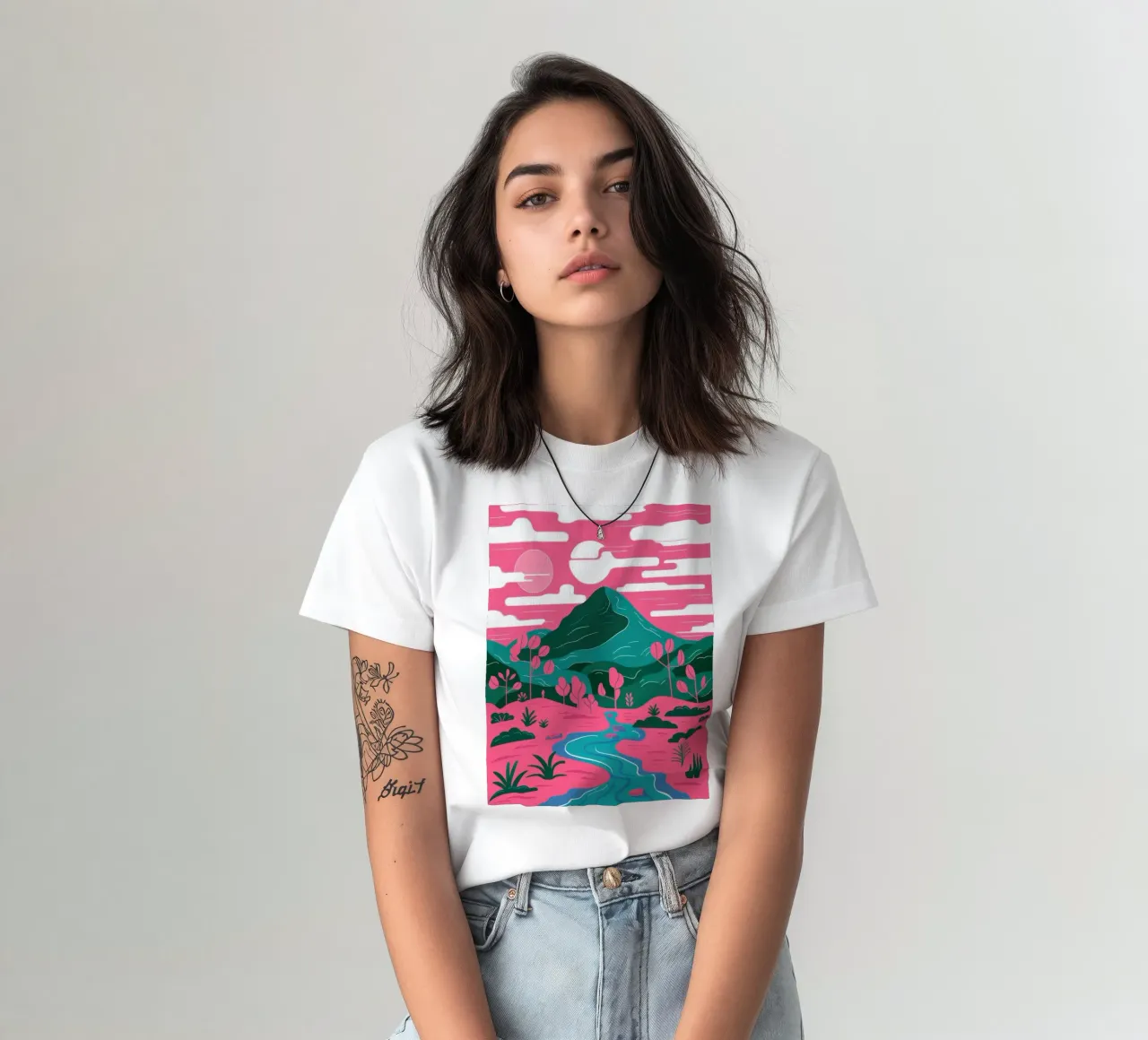 Fiume Pink Mountain t-shirt da Flock Reverie