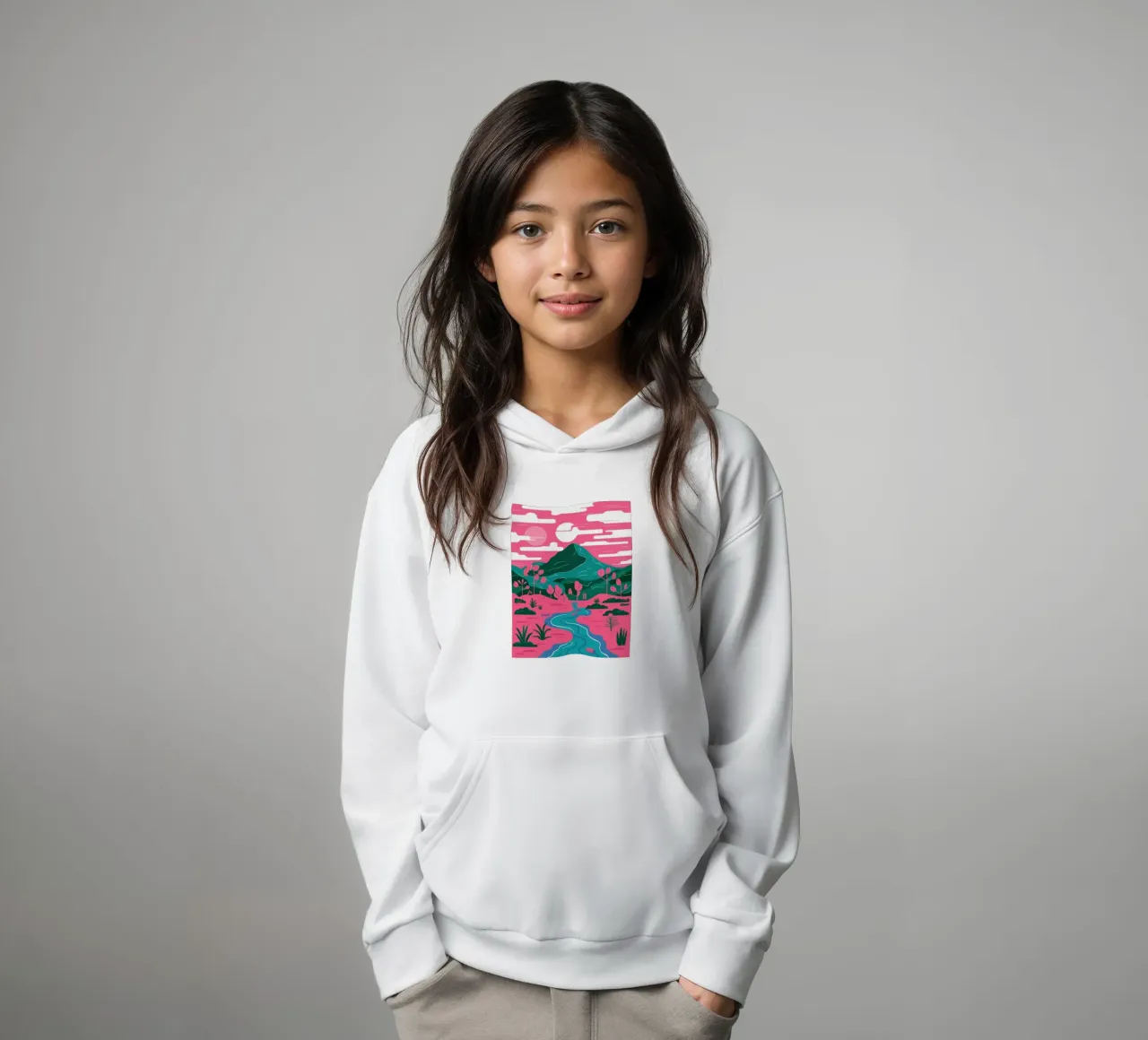 Fiume Pink Mountain felpa bambino con cappuccio da Flock Reverie