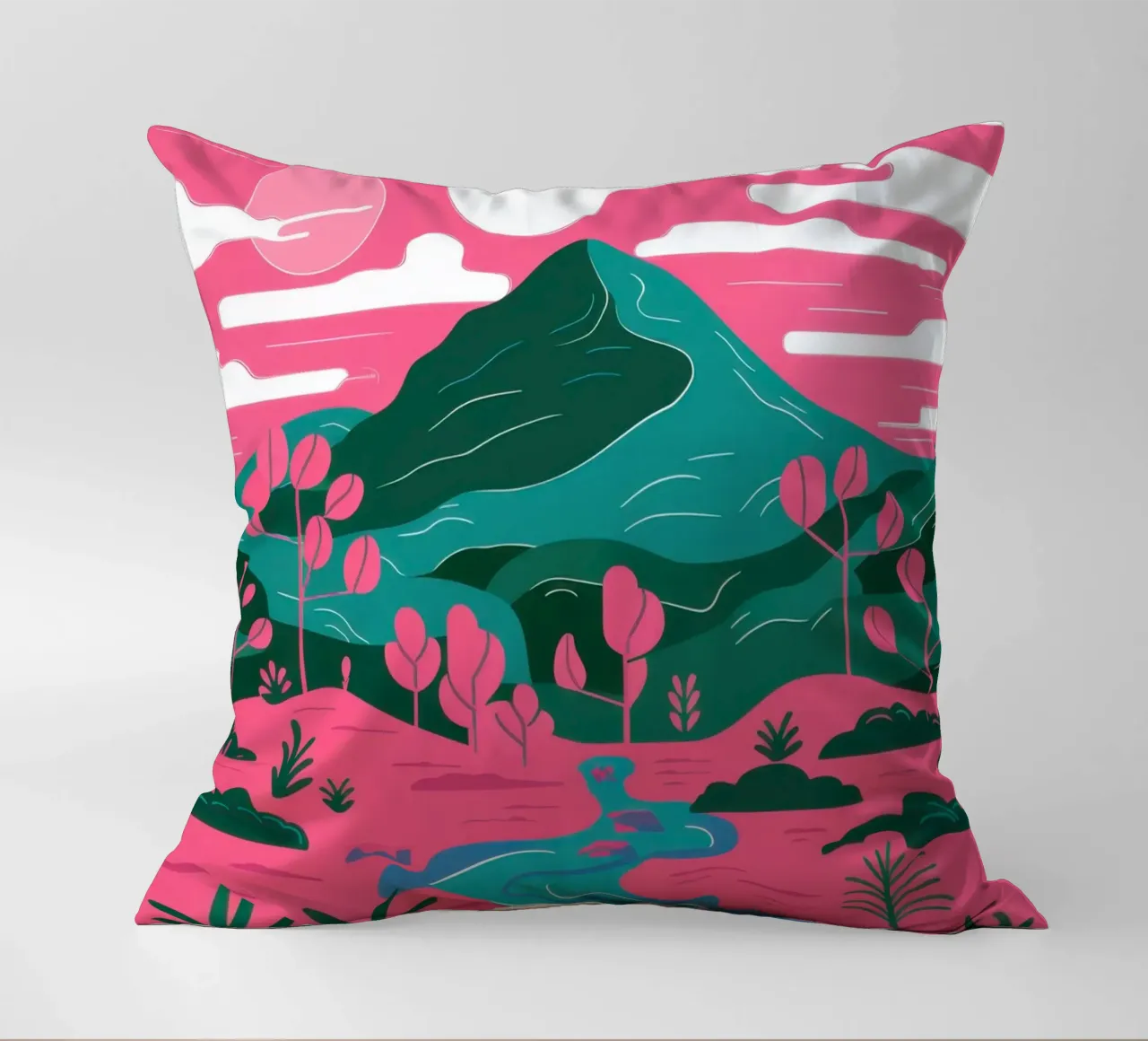 Fiume Pink Mountain cuscino da Flock Reverie