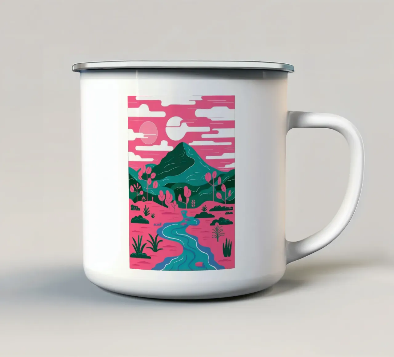 Fiume Pink Mountain tazza in smalto da Flock Reverie
