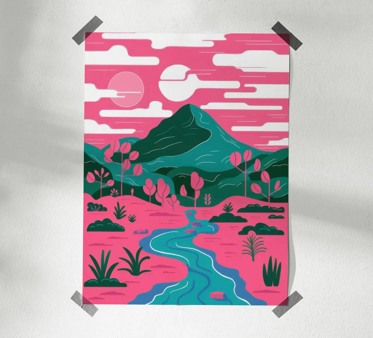 Fiume Pink Mountain carta hahnemühle da Flock Reverie