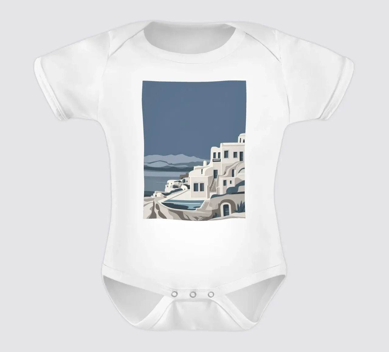 Santorini Serenity View body neonato maniche corte da Veil Maya