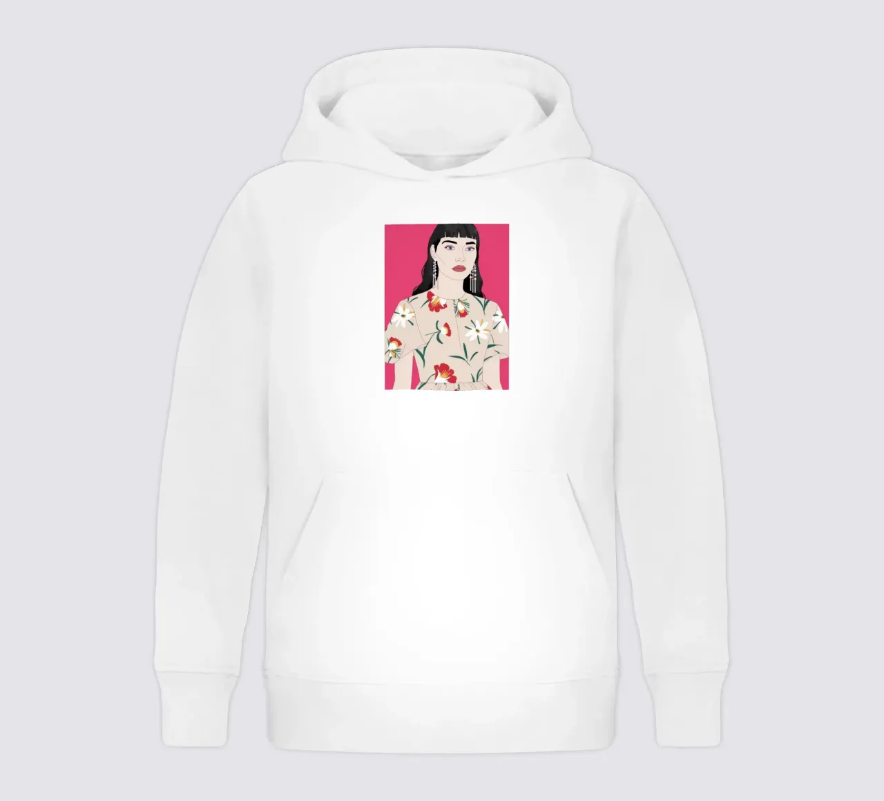 Floral Pop Portrait kids hoodie by Veil Maya