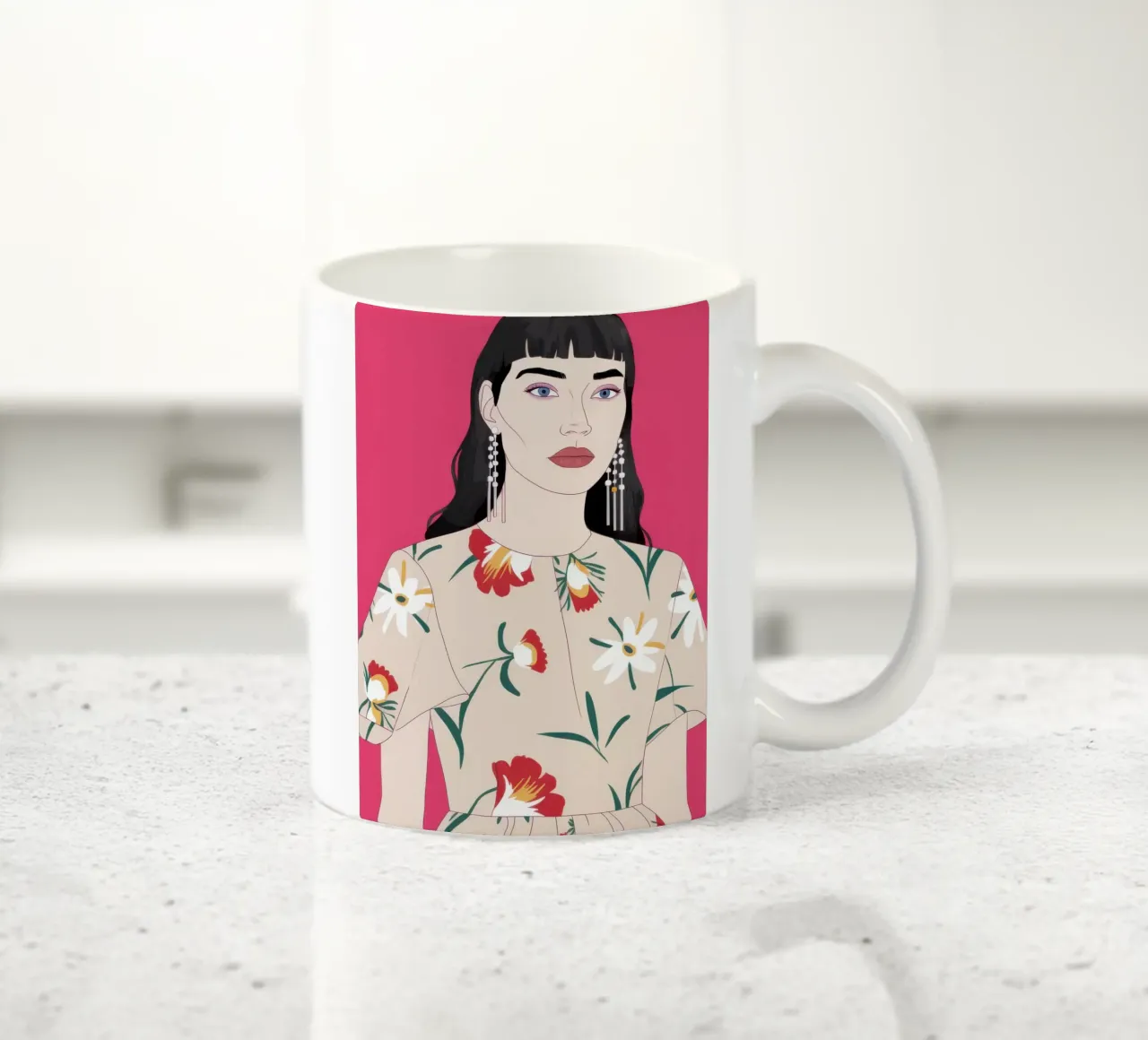 Ritratto floreale pop tazza in ceramica da Veil Maya
