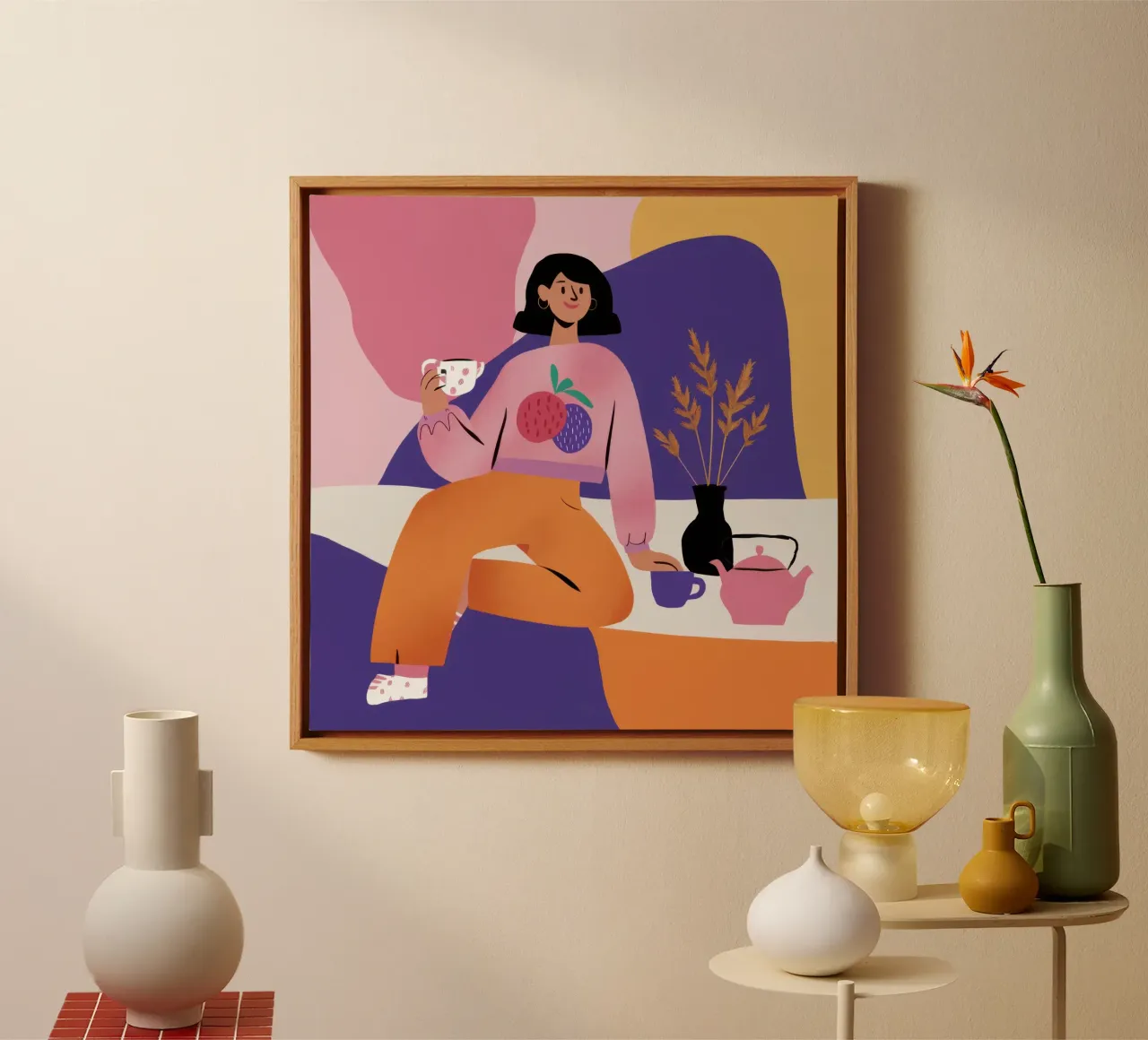 Feline Juice Repose canvas with Floater frame by Prism Ritual