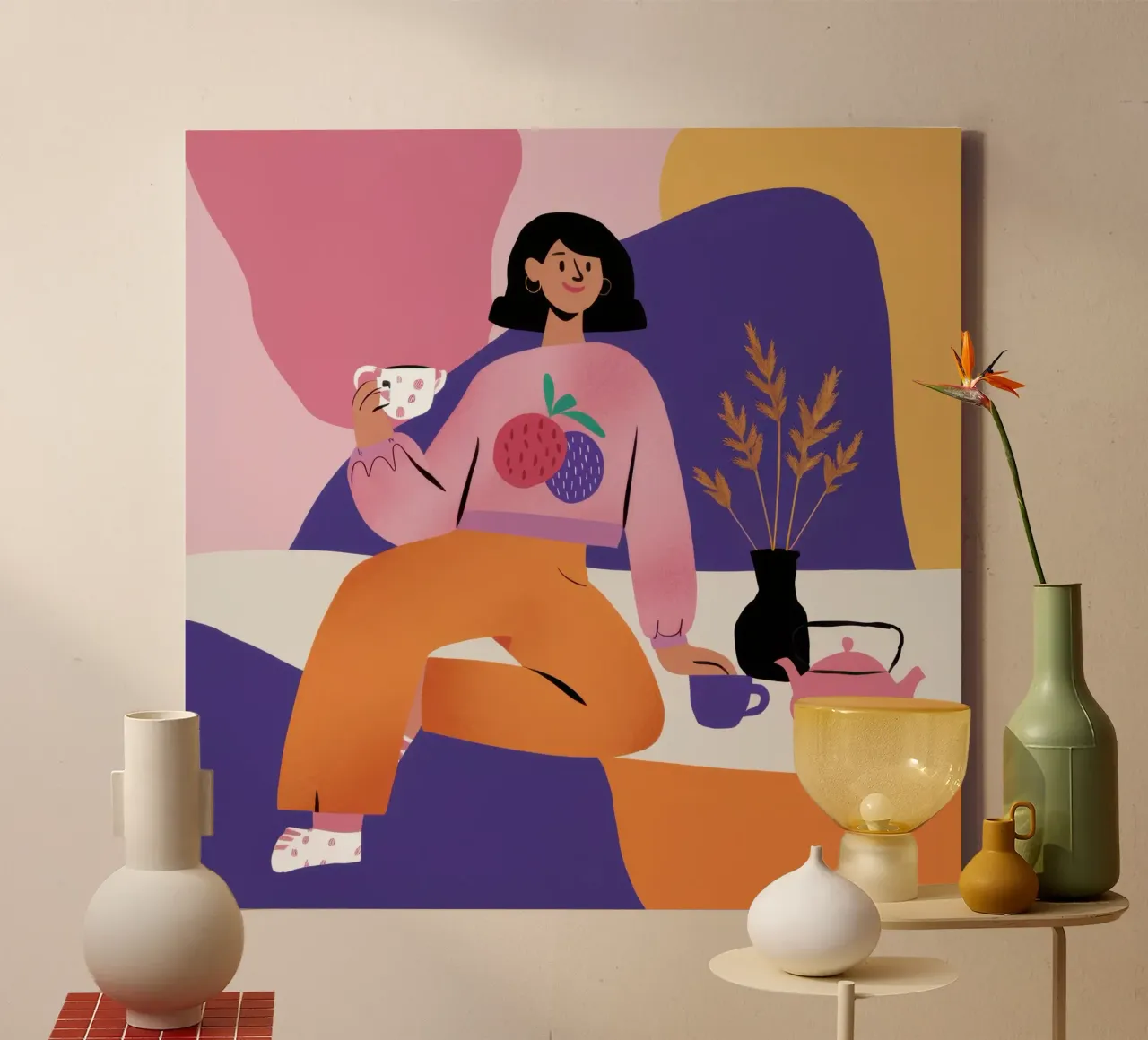 Feline Juice Repose canvas with Floater frame by Prism Ritual