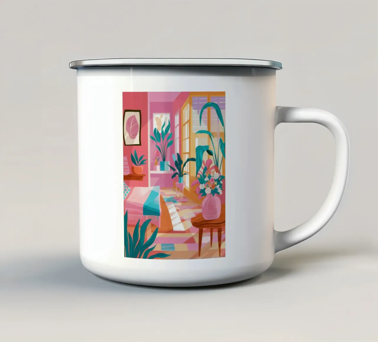Pastel Living Room enamel mug by Flock Reverie