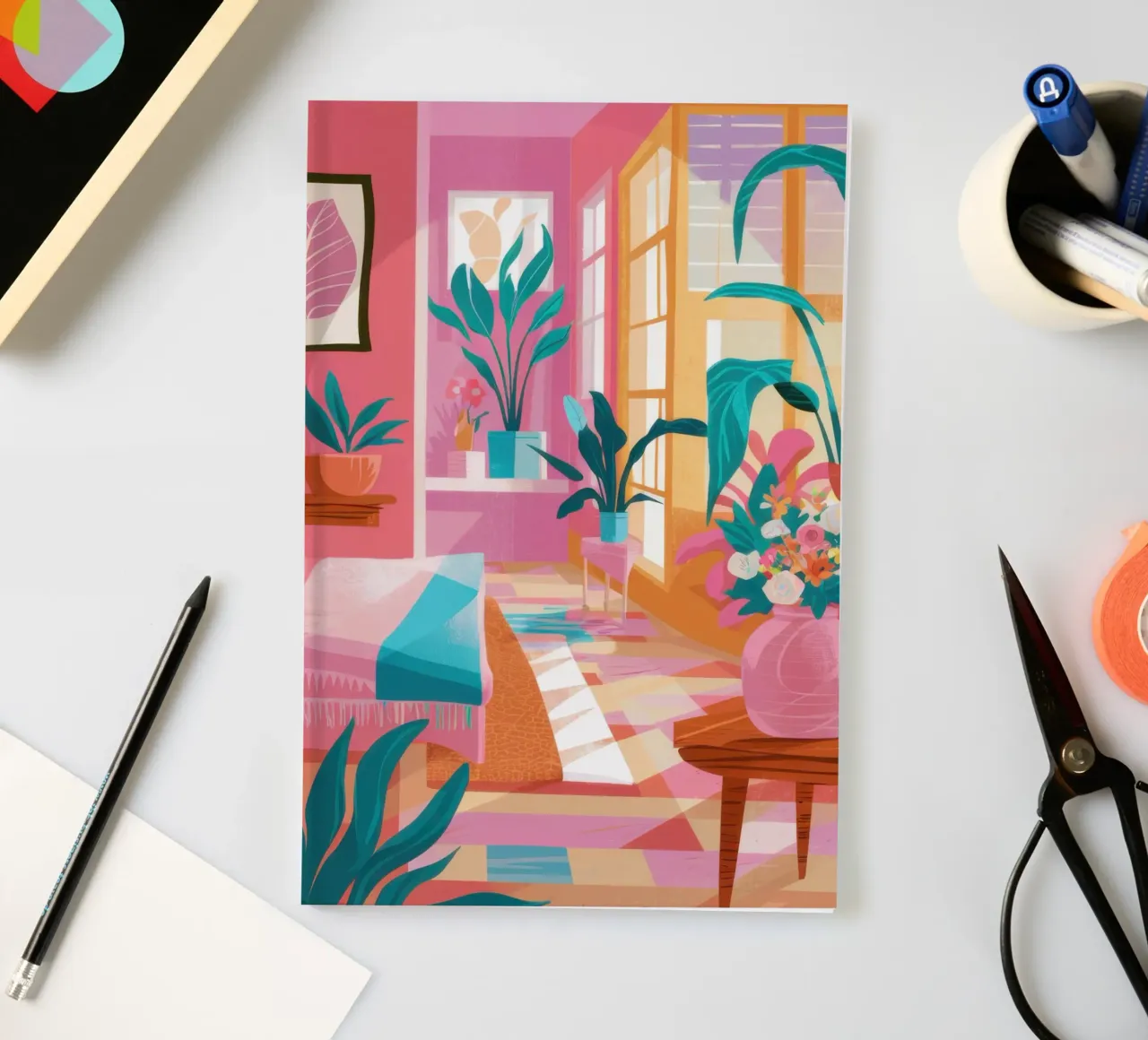 Salón en tonos pastel cuaderno de Flock Reverie