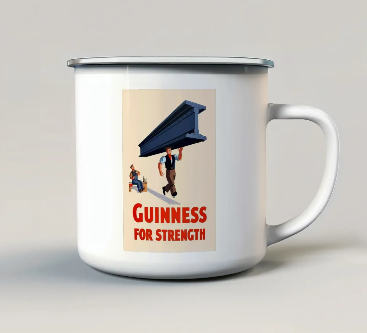 Poster d'epoca Guinness For Strength tazza in smalto da Laudiashop