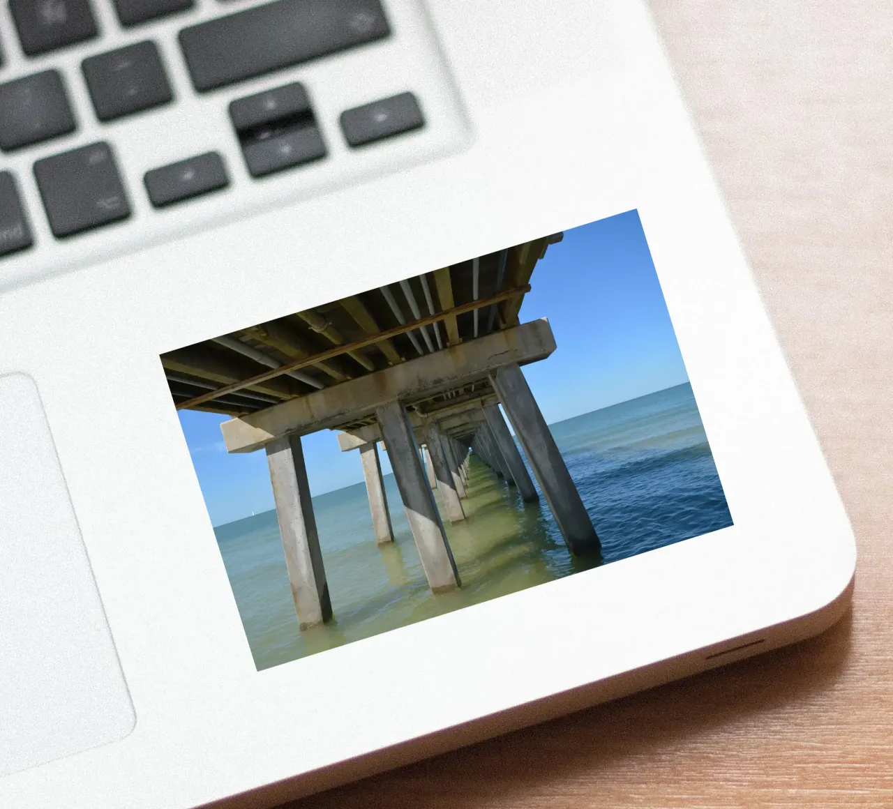 Vanishing Point under Naples Pier in Florida sticker by byrieneke