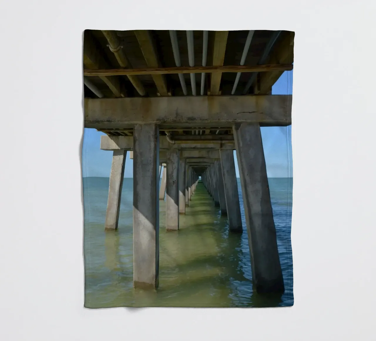 Vanishing Point under Naples Pier in Florida fleece blanket by byrieneke