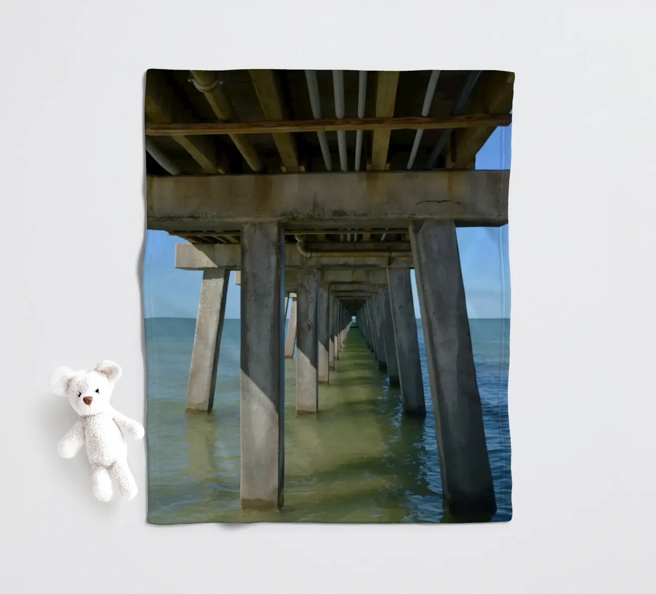 Vanishing Point under Naples Pier in Florida fleece blanket by byrieneke
