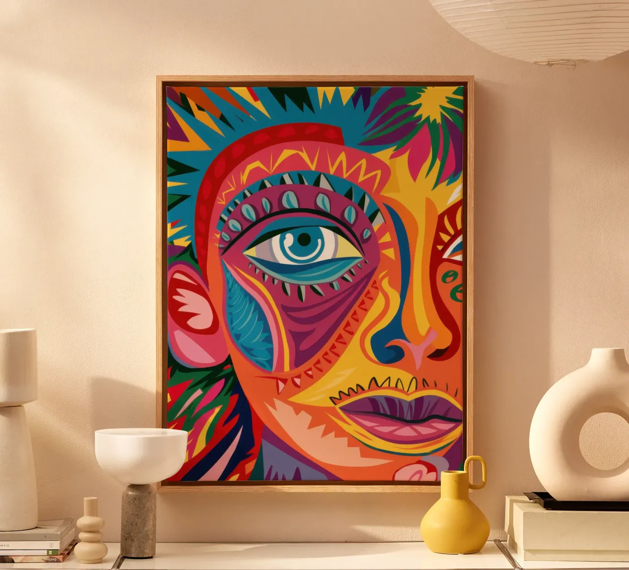Psychedelische zielsontbranding canvas met Baklijst van Veil Maya