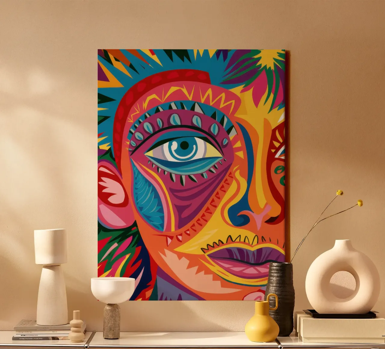 Psychedelische zielsontbranding canvas met Baklijst van Veil Maya