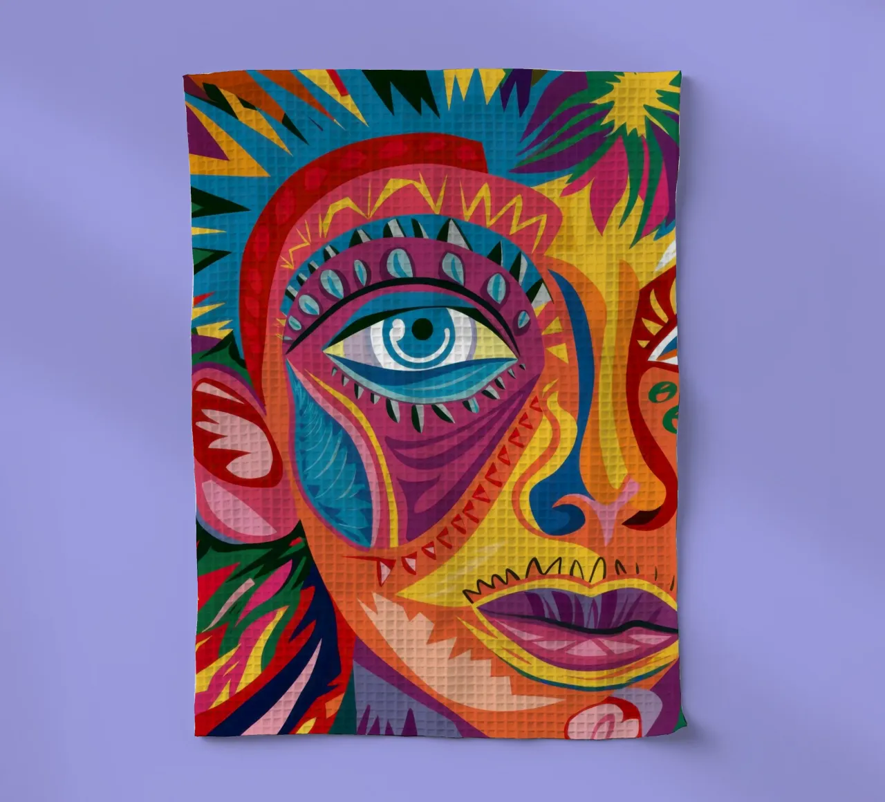 Psychedelic Soul Eruption tea towel by Veil Maya
