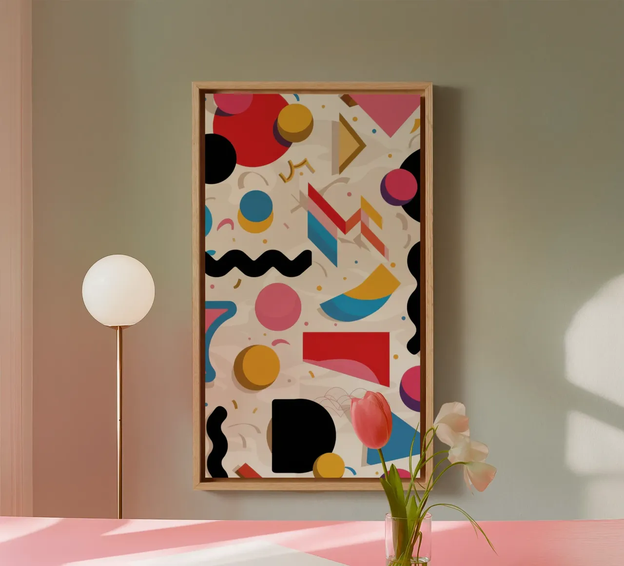 Ritmische vorm collage canvas met Baklijst van Prism Ritual