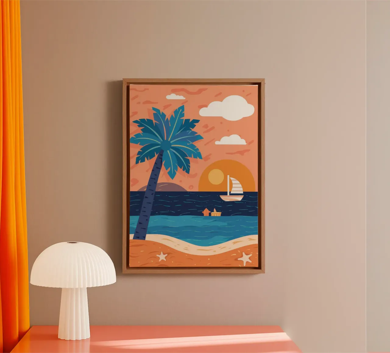 Sailboat Orange Horizon canvas by Prism Ritual