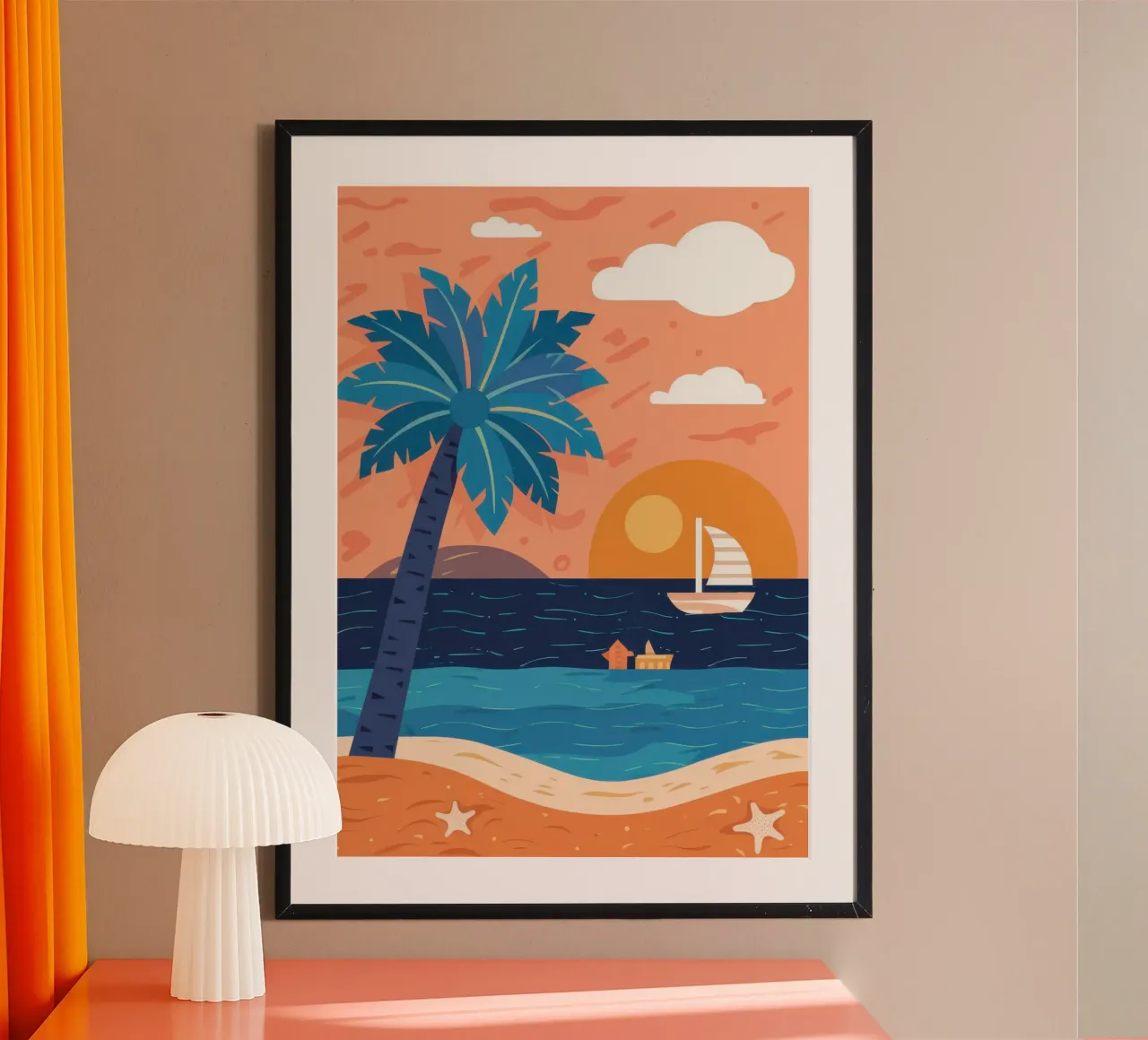 Sailboat Orange Horizon hahnemühle by Prism Ritual