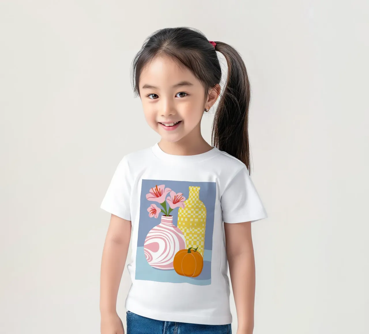 Pumpkin and Vases kids t-shirt by Flock Reverie