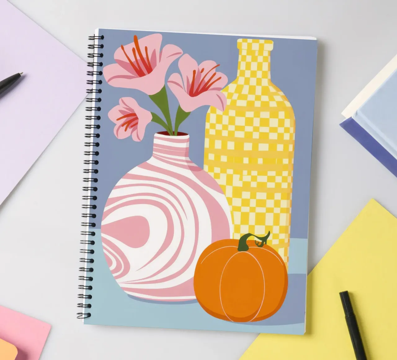 Pumpkin and Vases spiral notebook by Flock Reverie