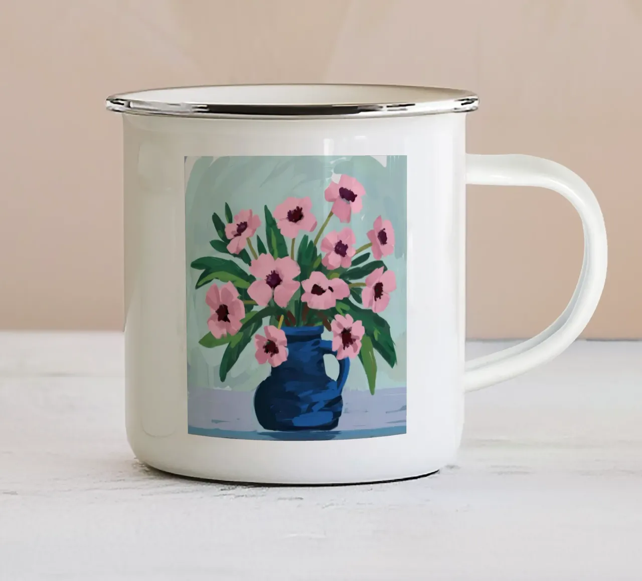 Sogno di peonia indaco tazza in smalto da Prism Ritual