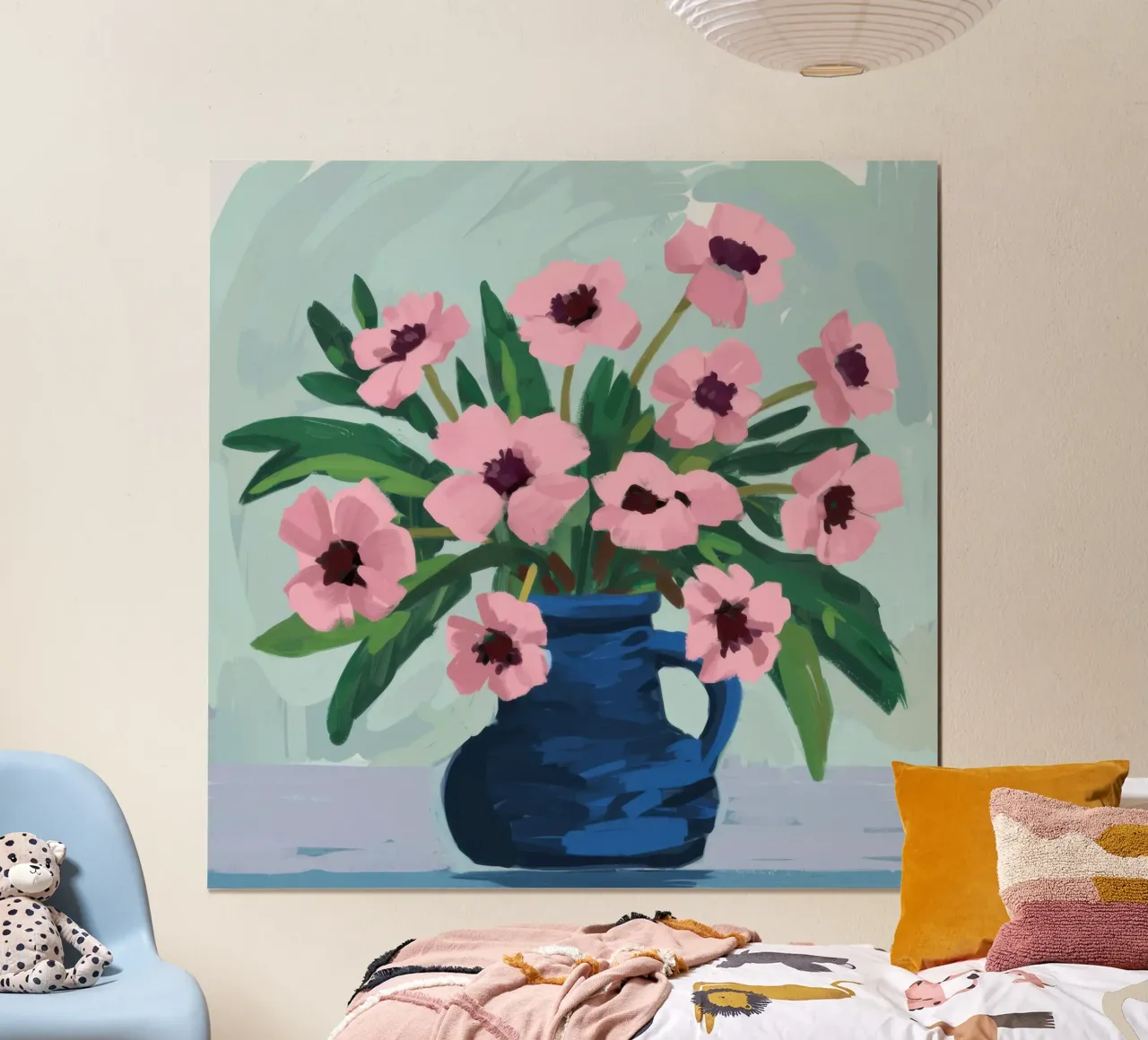 Sogno di peonia indaco poster con telaio in legno da Prism Ritual
