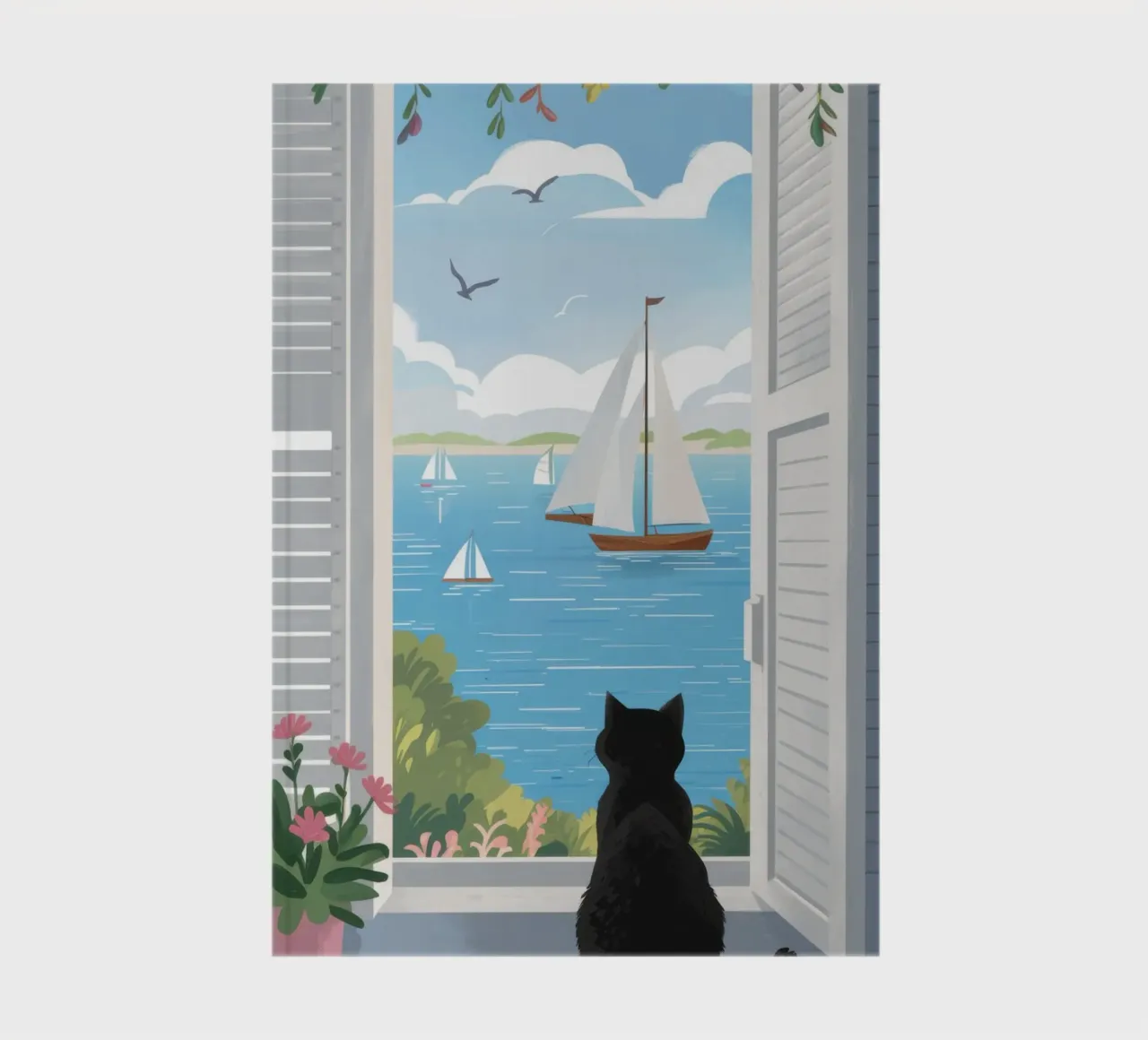 Feline Window Contemplation notebook by Veil Maya