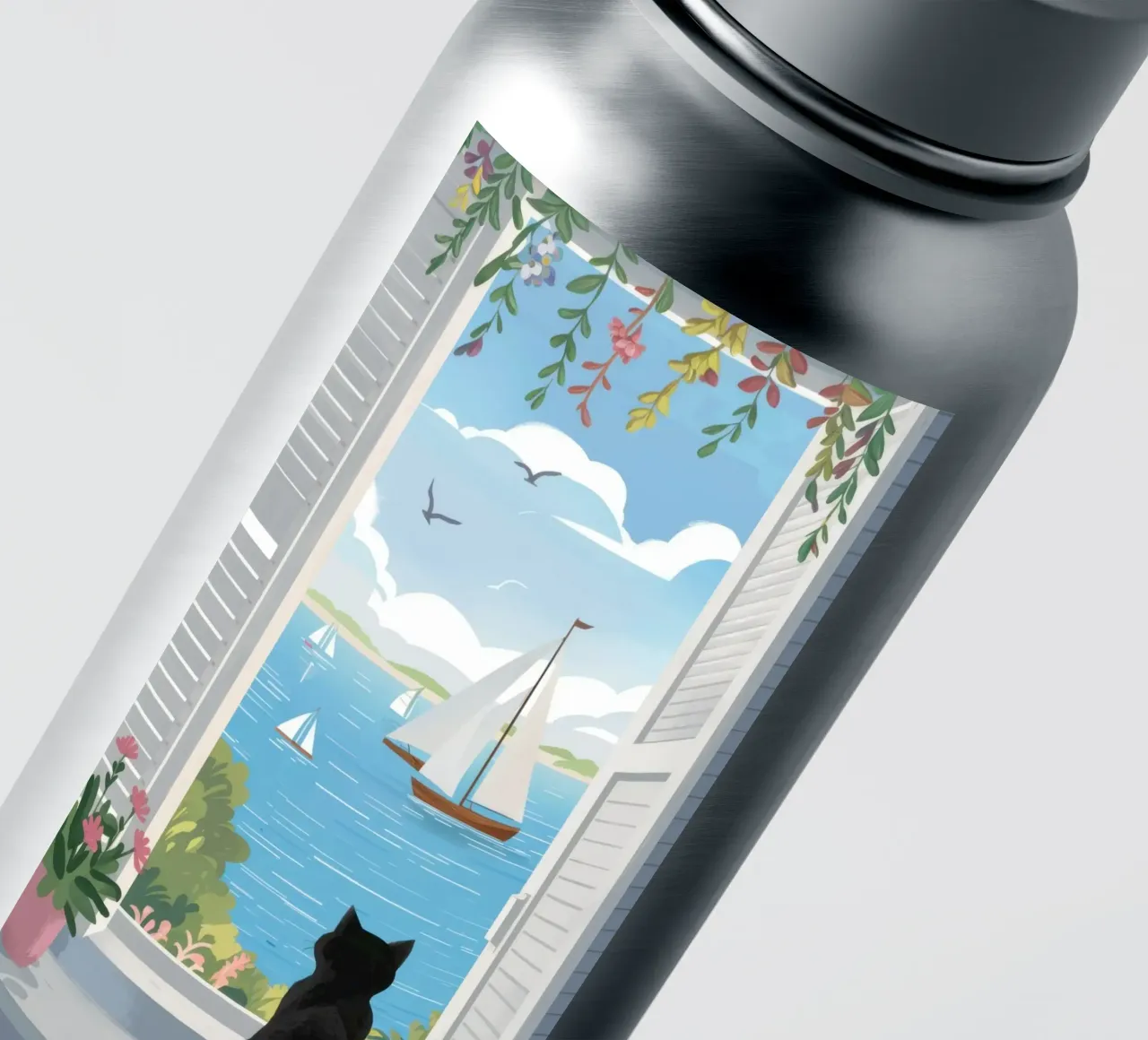 Feline Window Contemplation sticker by Veil Maya