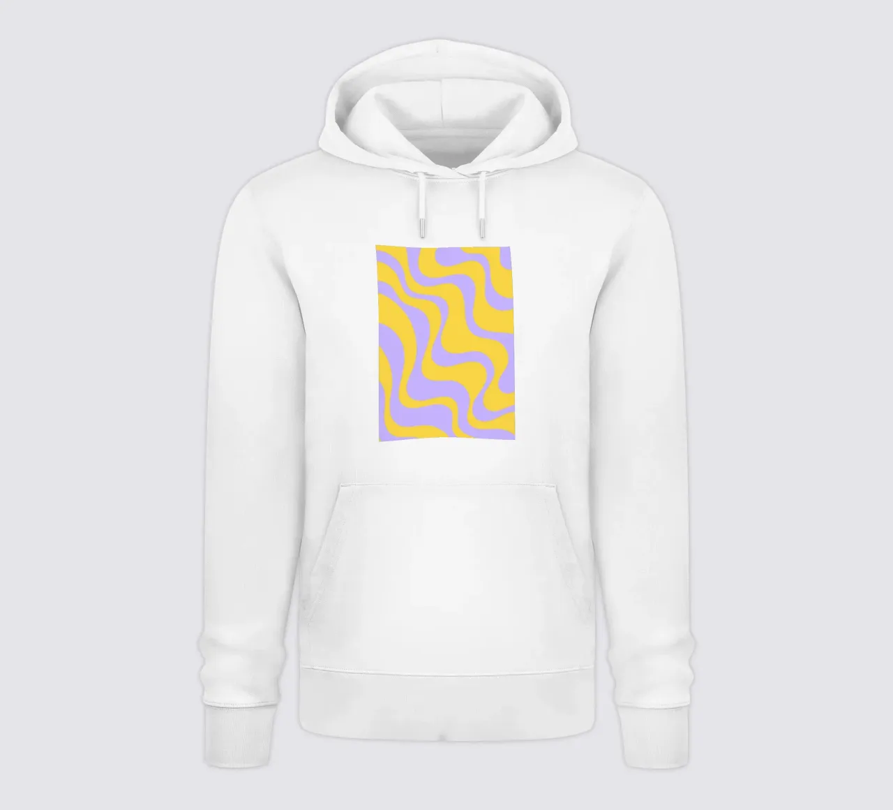 Grooviges abstraktes Retro-Muster in Gelb und Lavendel Hoodie von The Art Club