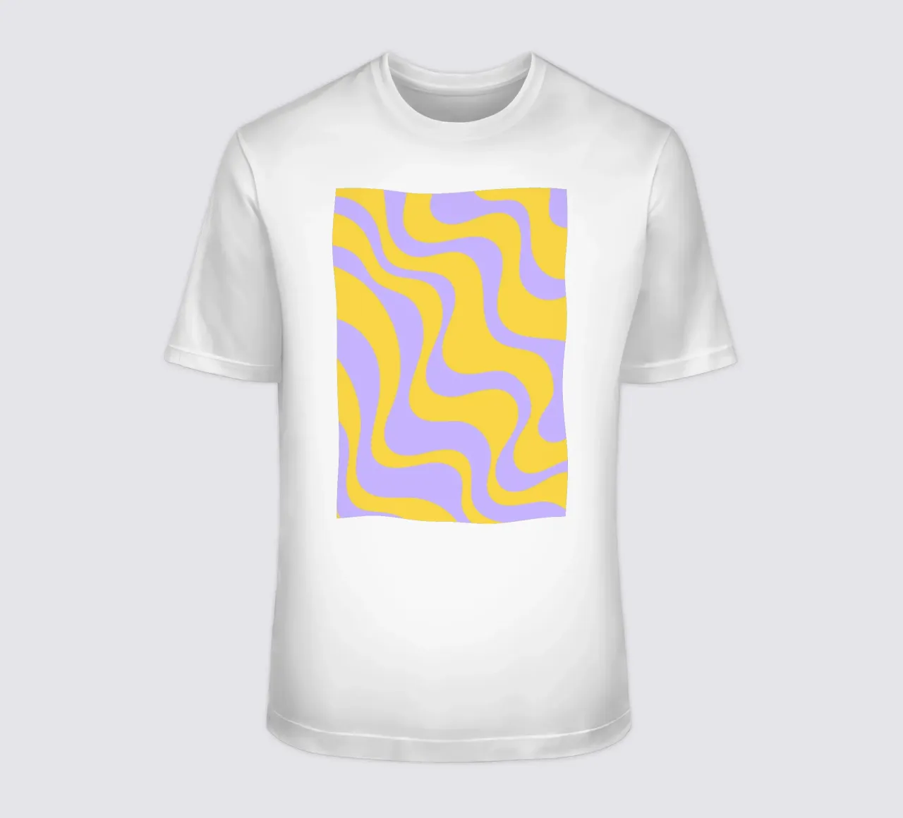 Groovy Retro Abstract Pattern in Yellow and Lavender (Motif abstrait rétro groovy en jaune et lavande) t-shirt de The Art Club