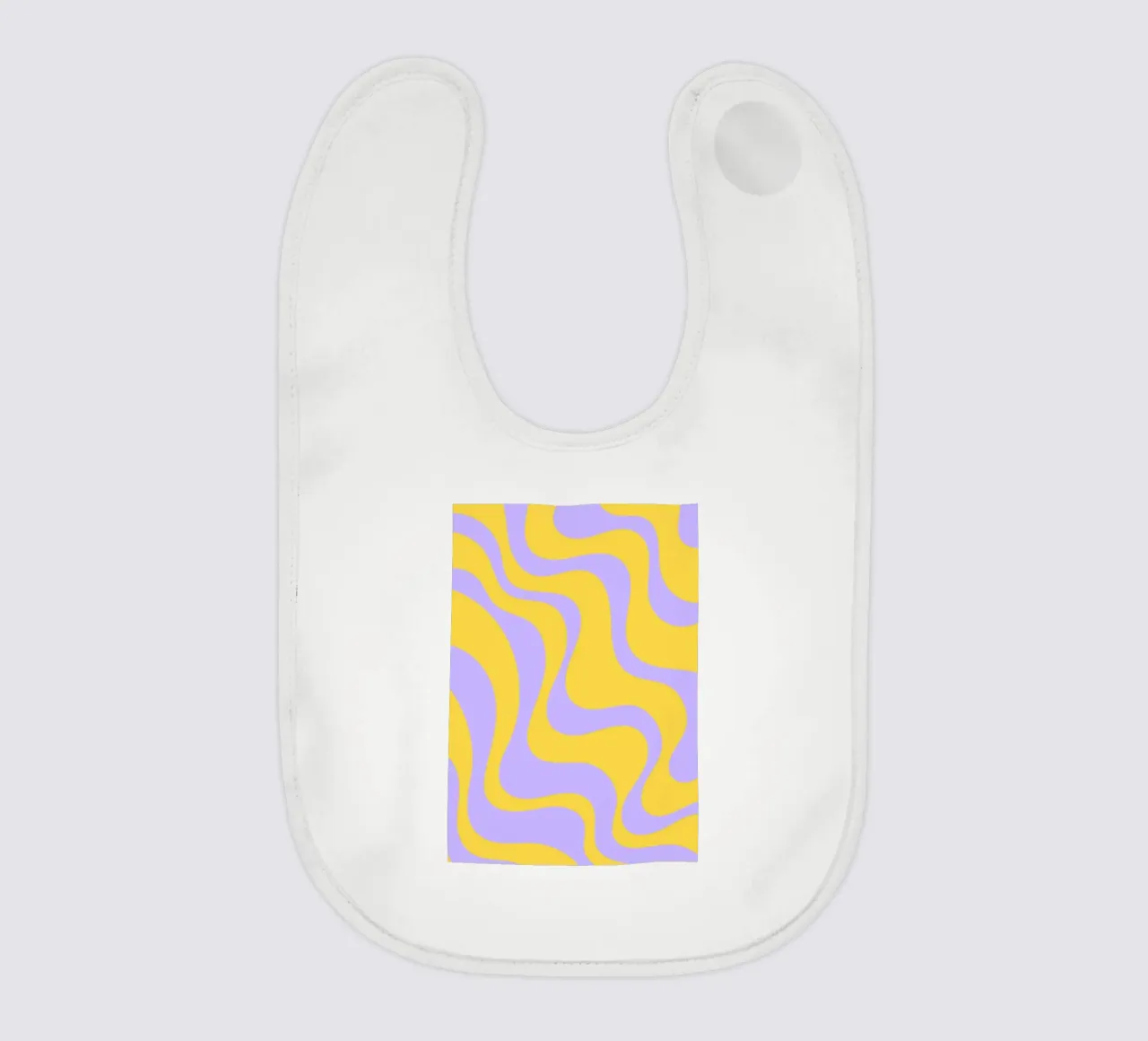 Groovy Retro Abstract Pattern in Yellow and Lavender (Motif abstrait rétro groovy en jaune et lavande) bavoir de The Art Club