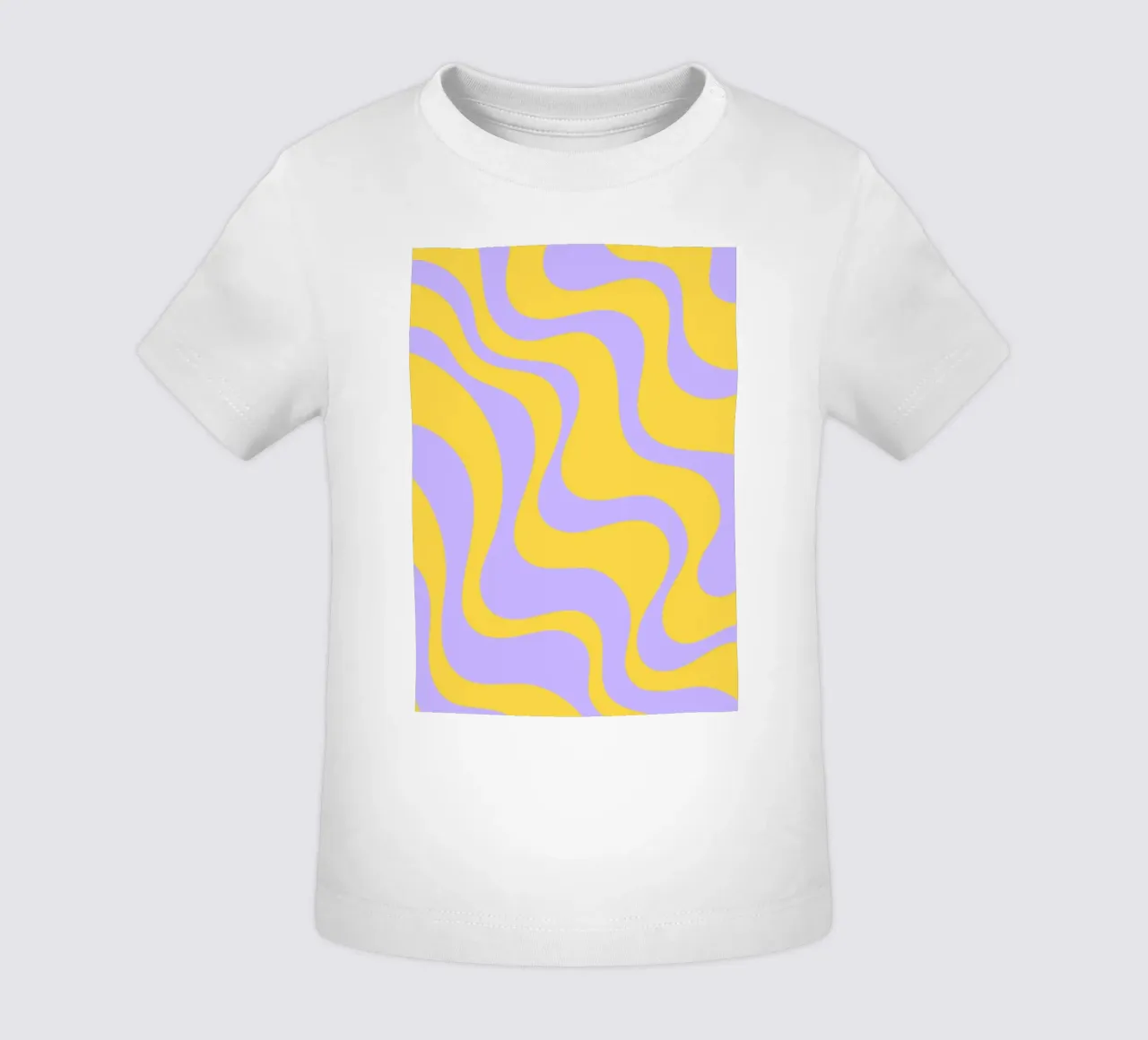 Groovy Retro Abstract Pattern in Yellow and Lavender (Motif abstrait rétro groovy en jaune et lavande) t-shirt pour bébé de The Art Club