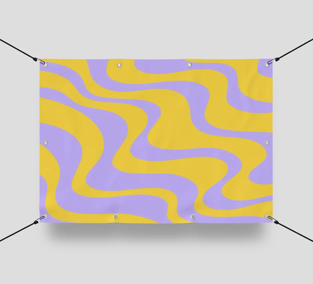 Groovy Retro Abstract Pattern in Yellow and Lavender (Motif abstrait rétro groovy en jaune et lavande) bâche pvc de The Art Club