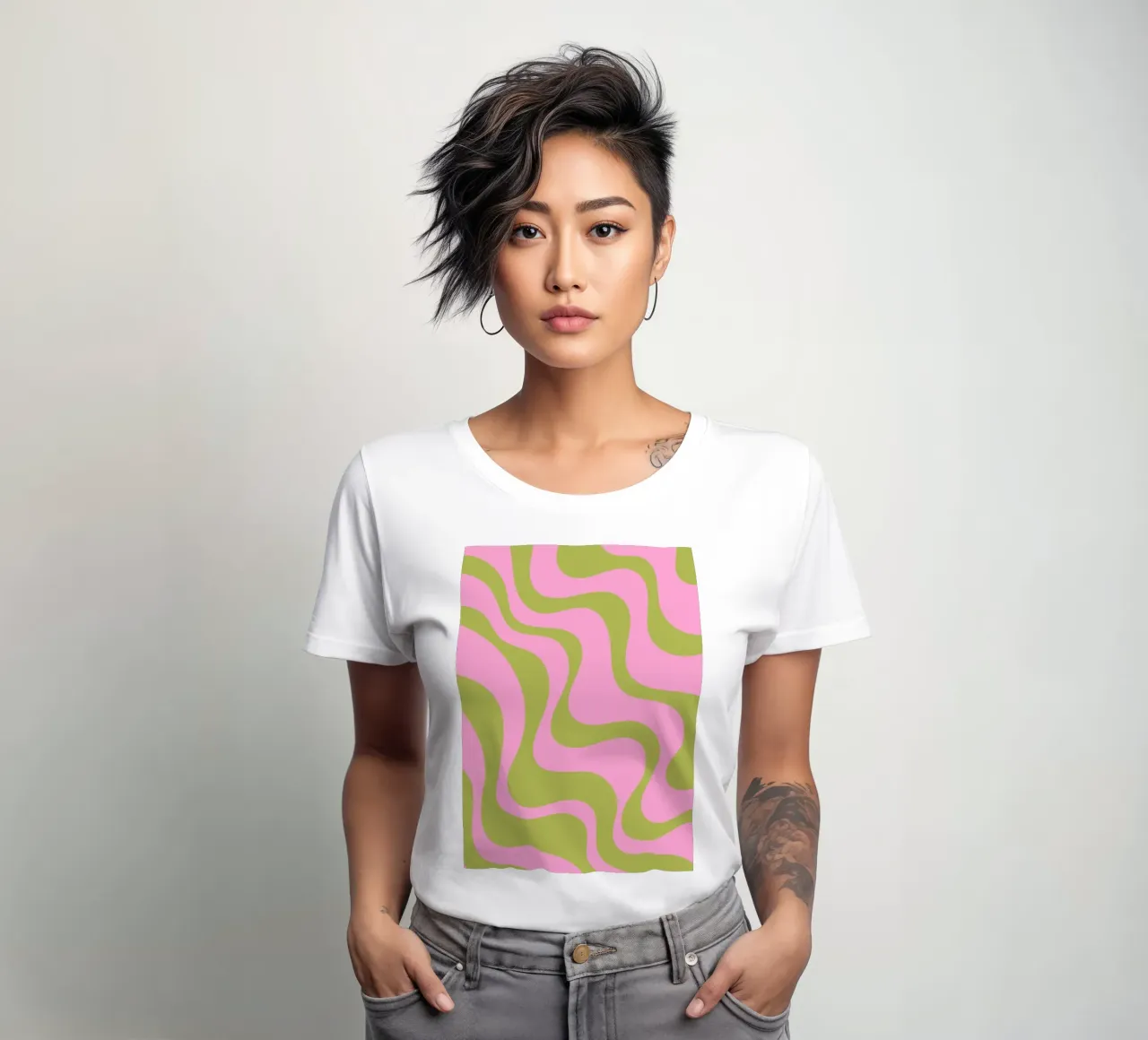 Groovy Retro Abstract Pattern women's fitted t-shirt by The Art Club