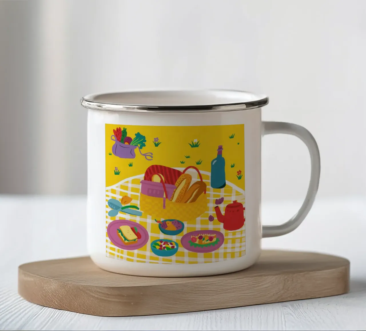 Picnic estivo gioioso tazza in smalto da Flock Reverie