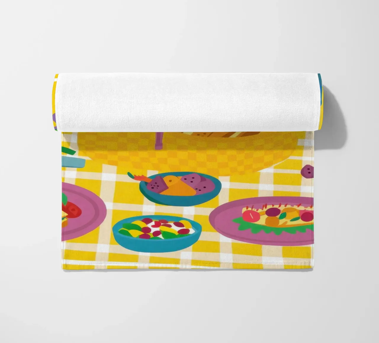 Joyful Summer Picnic beach towel by Flock Reverie