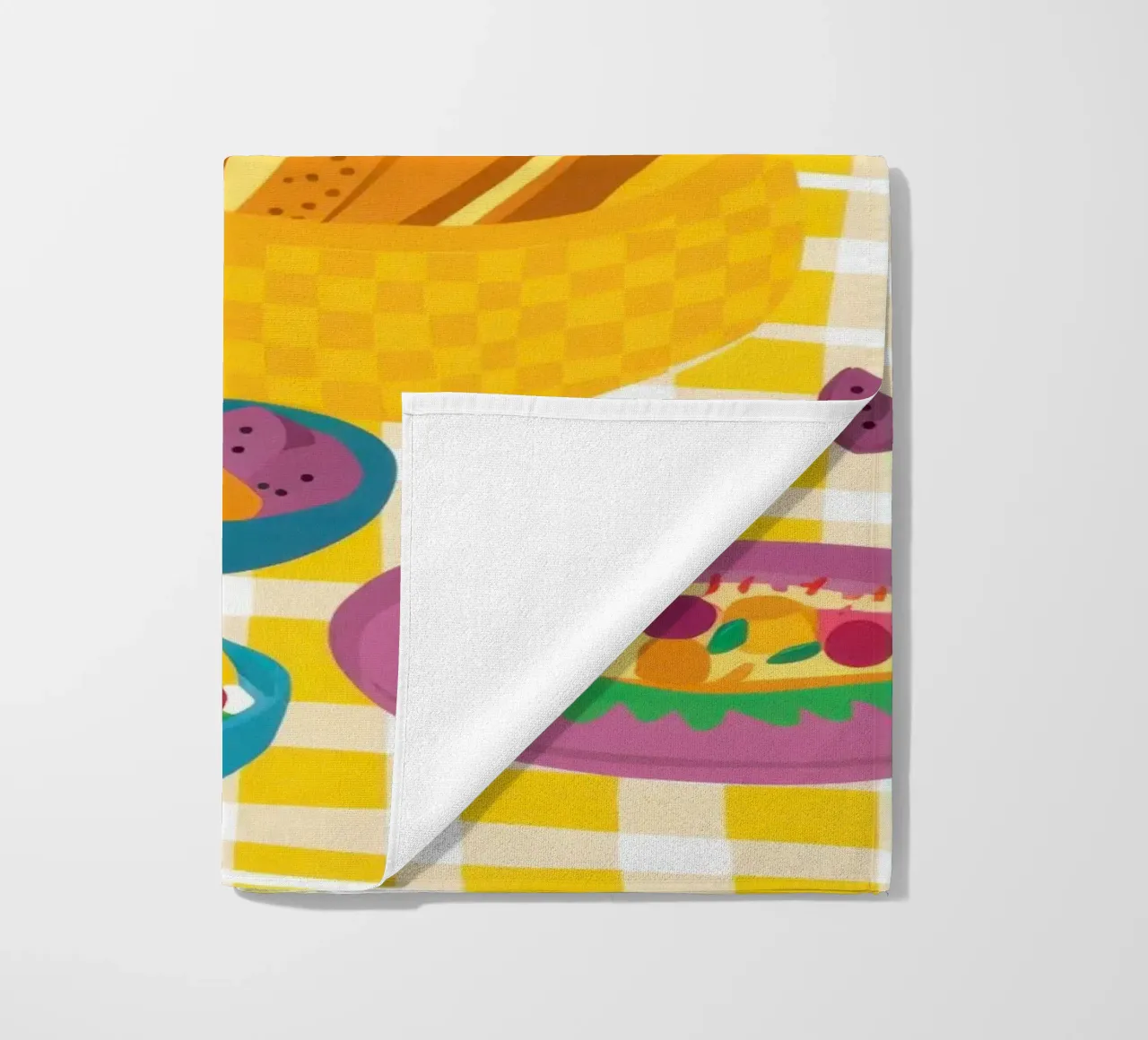 Joyful Summer Picnic beach towel by Flock Reverie