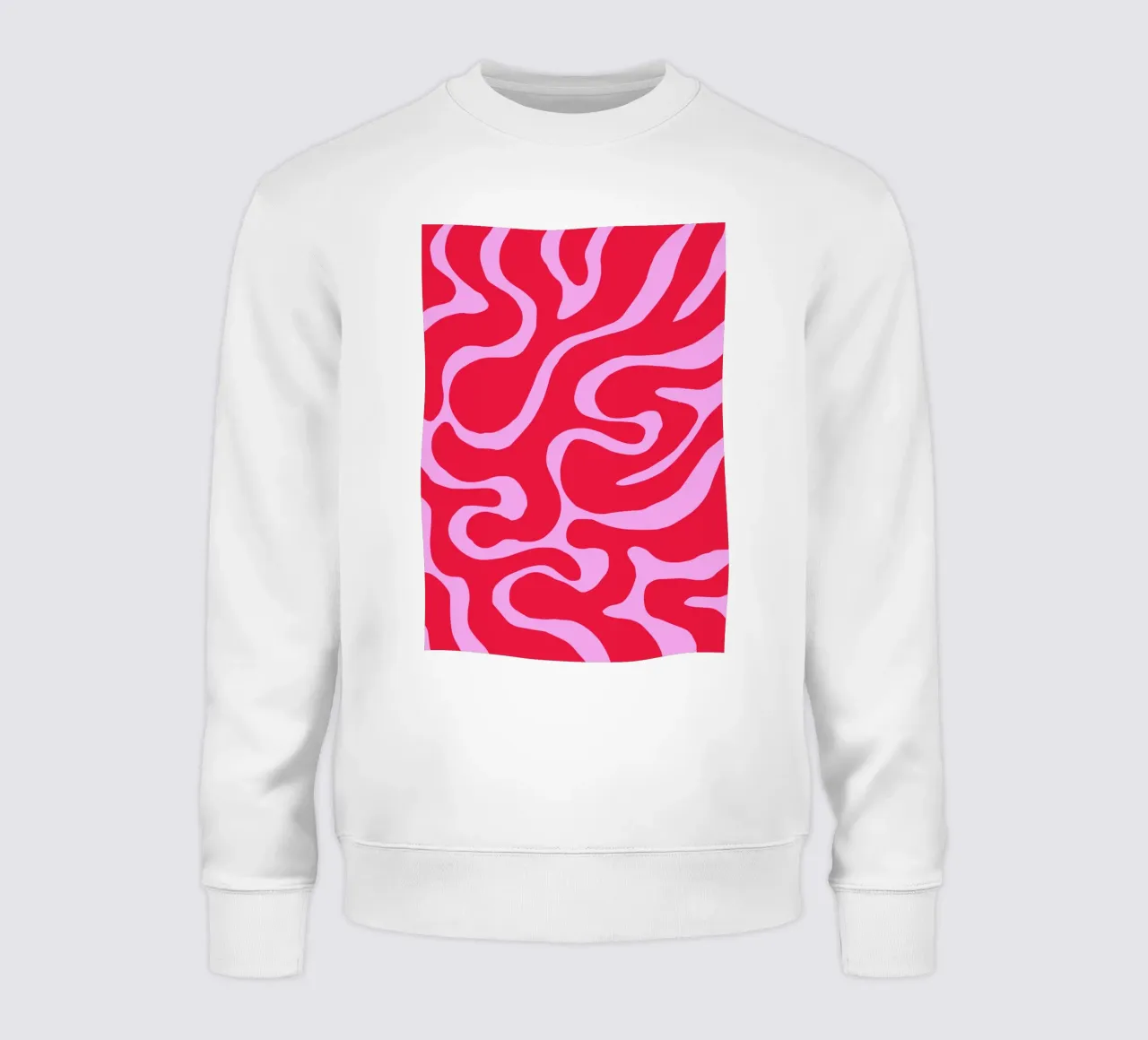 Psychedelic Red and Pink Abstract Wave Pattern sweatshirt by The Art Club